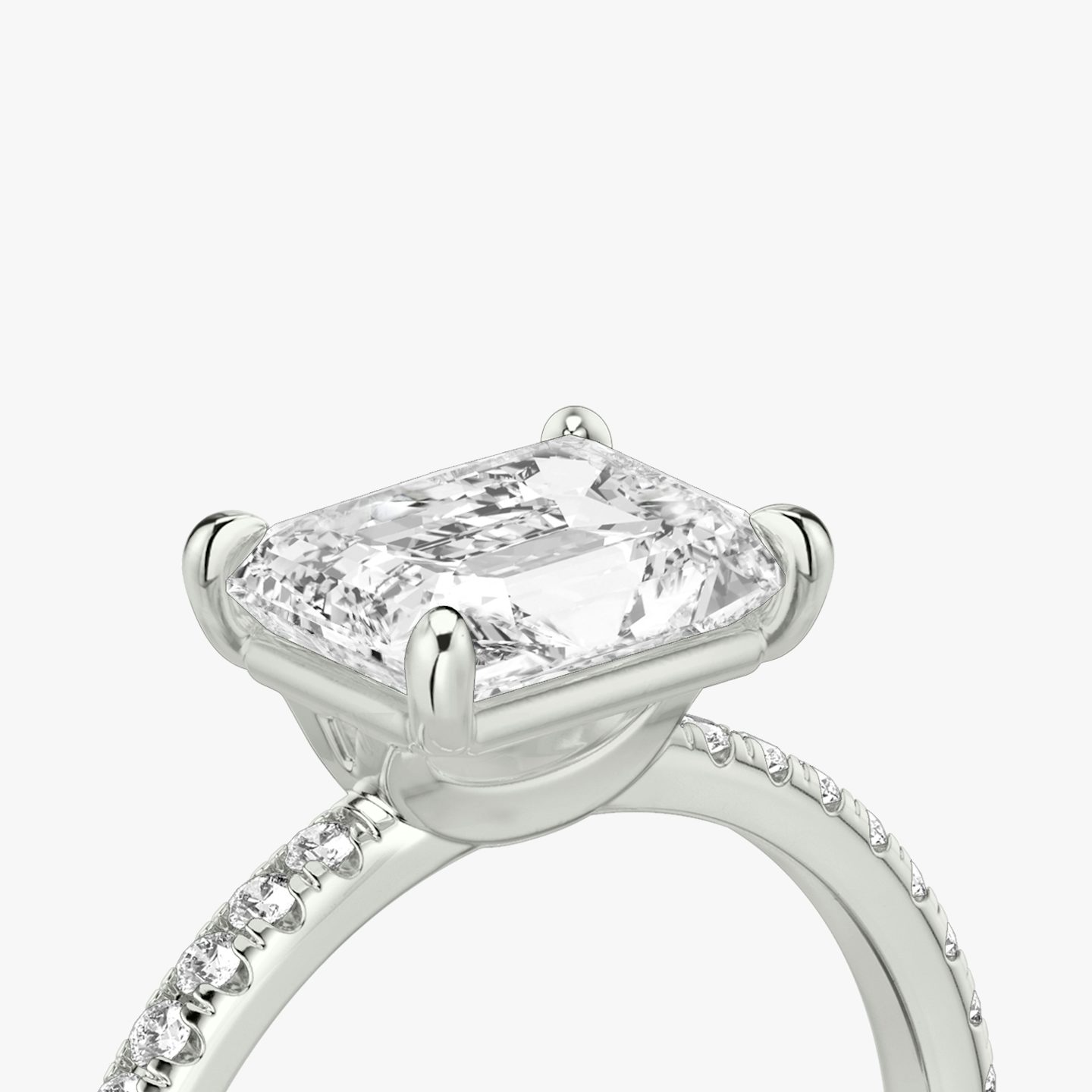 The Signature | Radiant | 18k | White Gold | bandAccent: Pavé | bandWidth: standard | diamondOrientation: horizontal | hiddenHalo: no | caratWeight: other