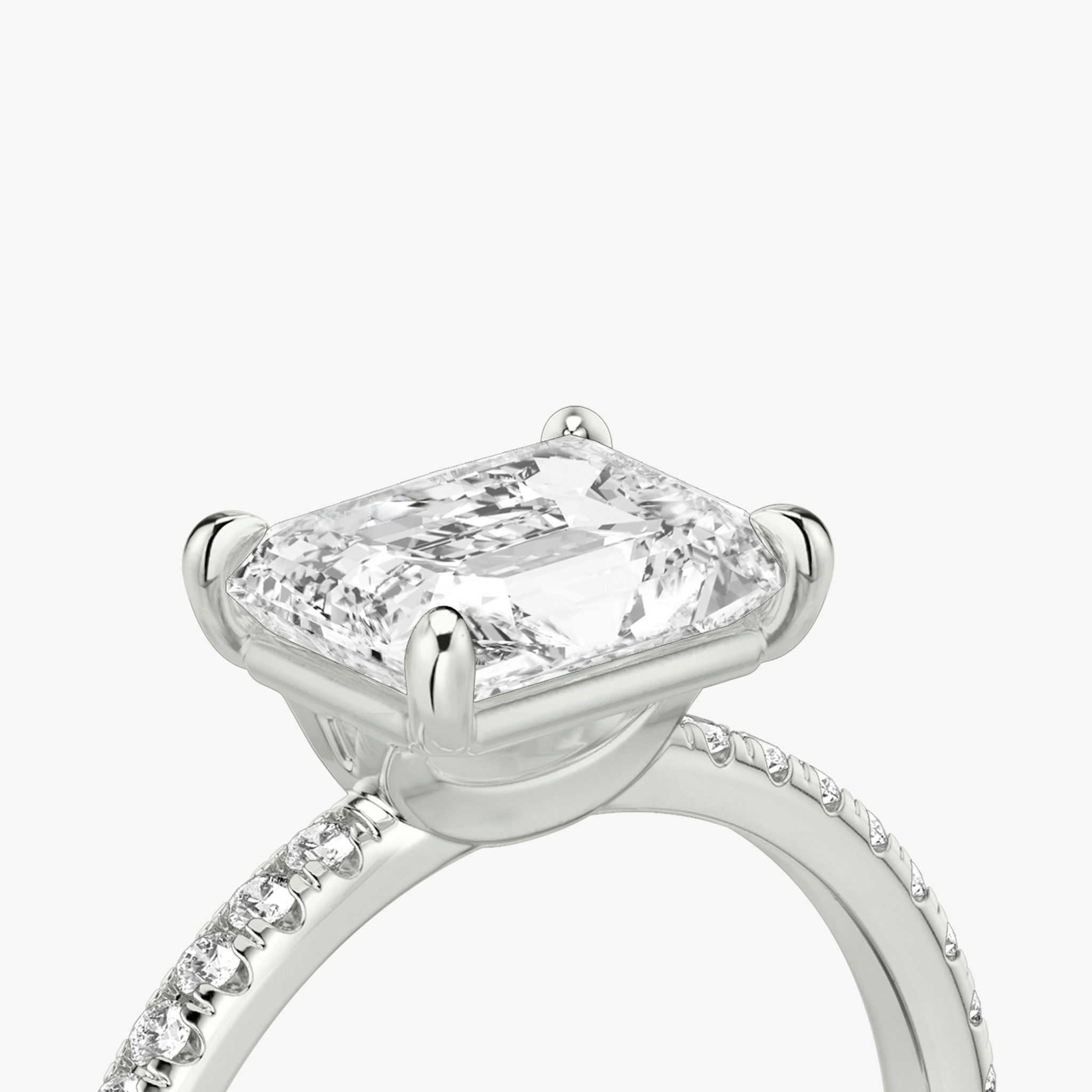The Signature | Radiant | 18k | White Gold | bandAccent: Pavé | bandWidth: standard | diamondOrientation: horizontal | hiddenHalo: no | caratWeight: other