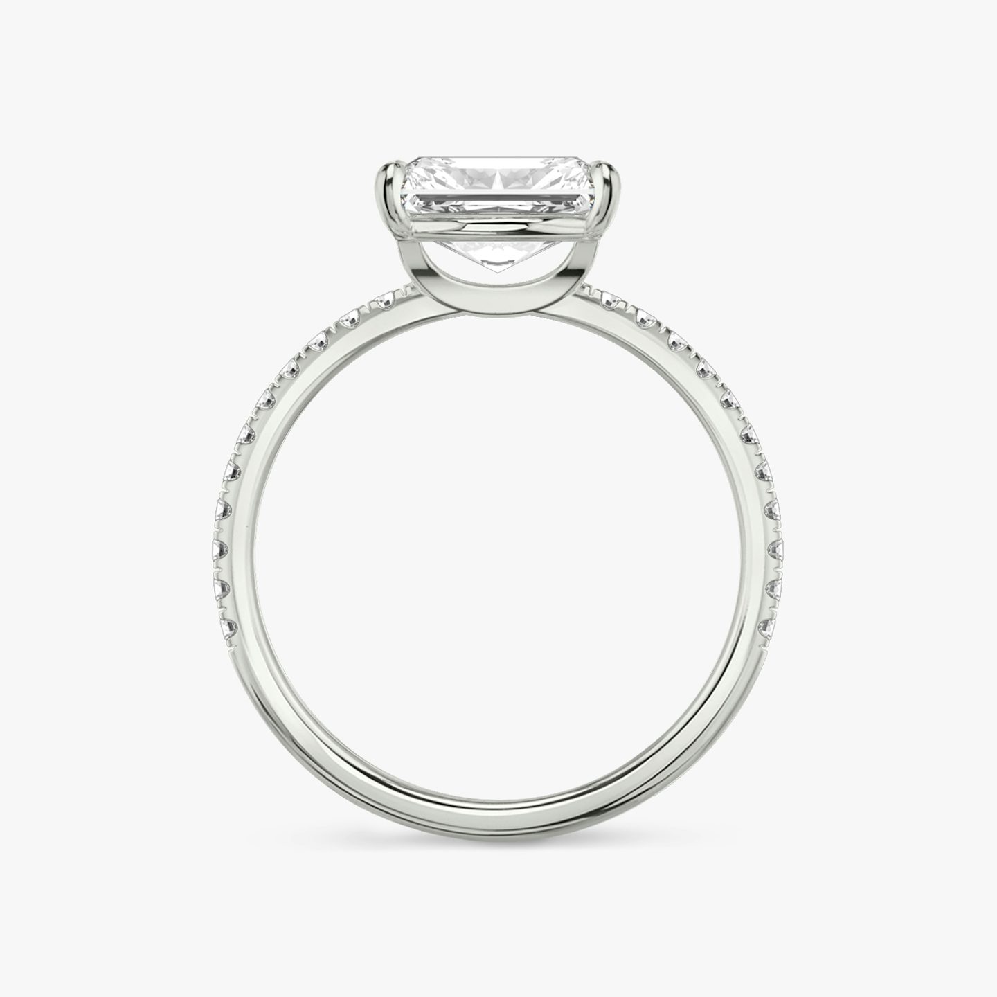 The Signature | Radiant | 18k | White Gold | bandAccent: Pavé | bandWidth: standard | diamondOrientation: horizontal | hiddenHalo: no | caratWeight: other