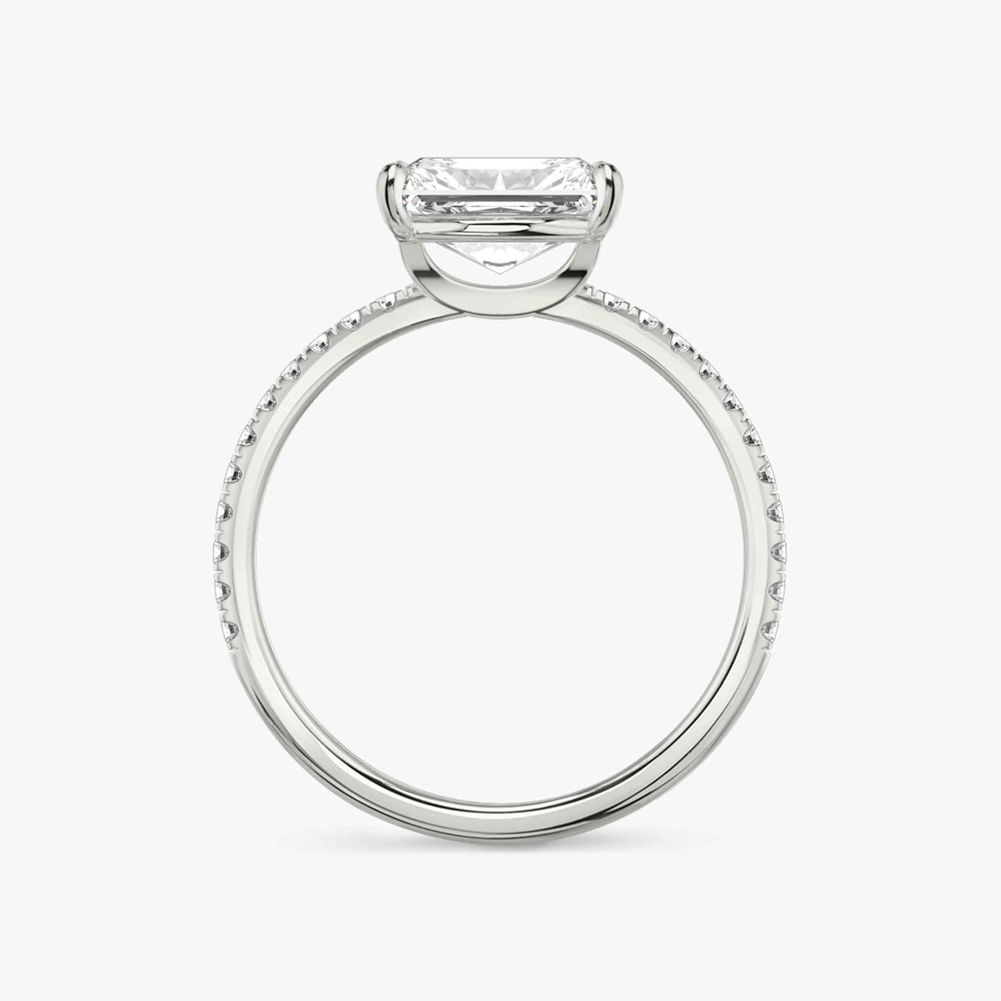 The Signature | Radiant | 18k | White Gold | bandAccent: Pavé | bandWidth: standard | diamondOrientation: horizontal | hiddenHalo: no | caratWeight: other