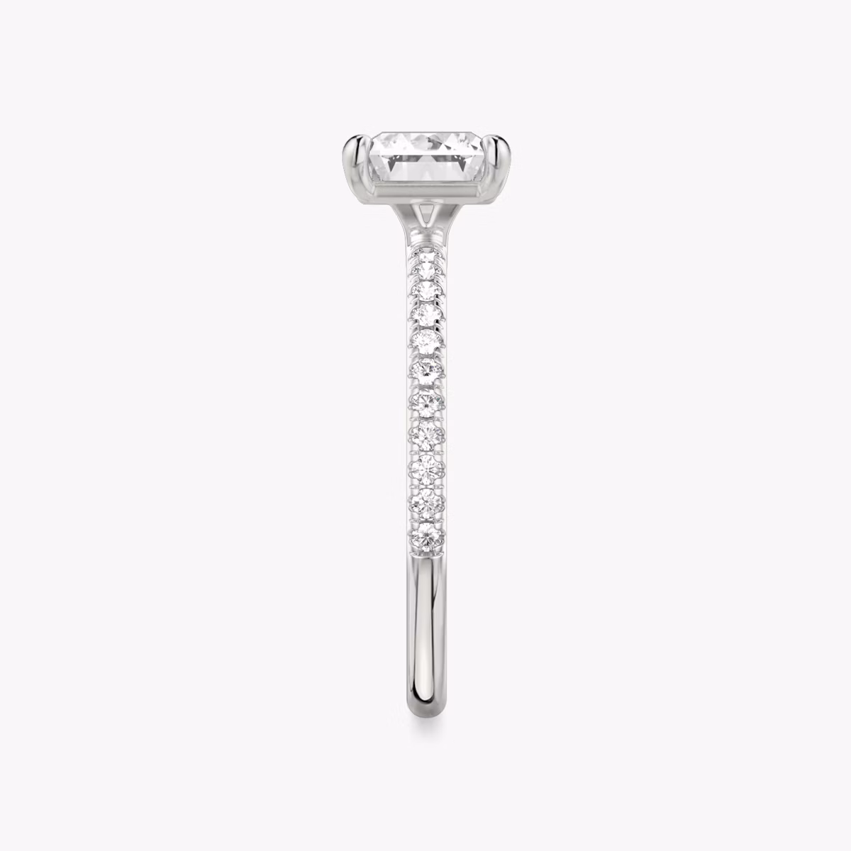 The Signature | Radiant | 18k | White Gold | bandAccent: Pavé | bandWidth: standard | diamondOrientation: horizontal | hiddenHalo: no | caratWeight: other