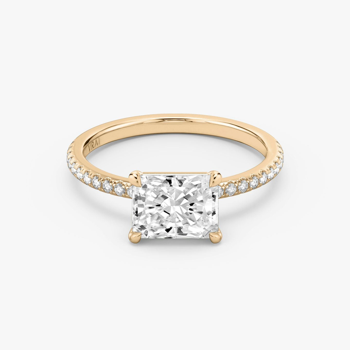 The Signature | Radiant | 14k | Rose Gold | bandAccent: Pavé | bandWidth: standard | diamondOrientation: horizontal | hiddenHalo: no | caratWeight: other