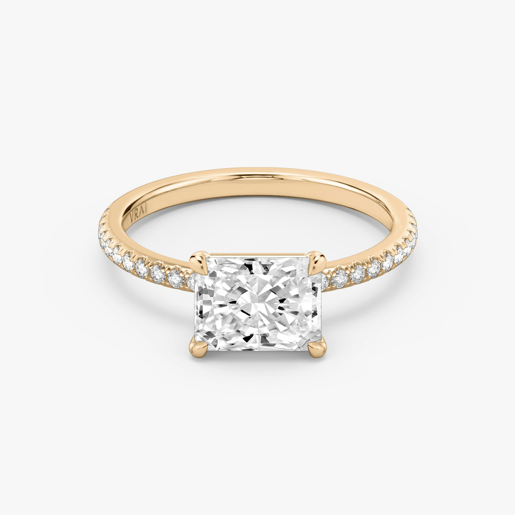 The Signature | Radiant | 14k | Rose Gold | bandAccent: Pavé | bandWidth: standard | diamondOrientation: horizontal | hiddenHalo: no | caratWeight: other
