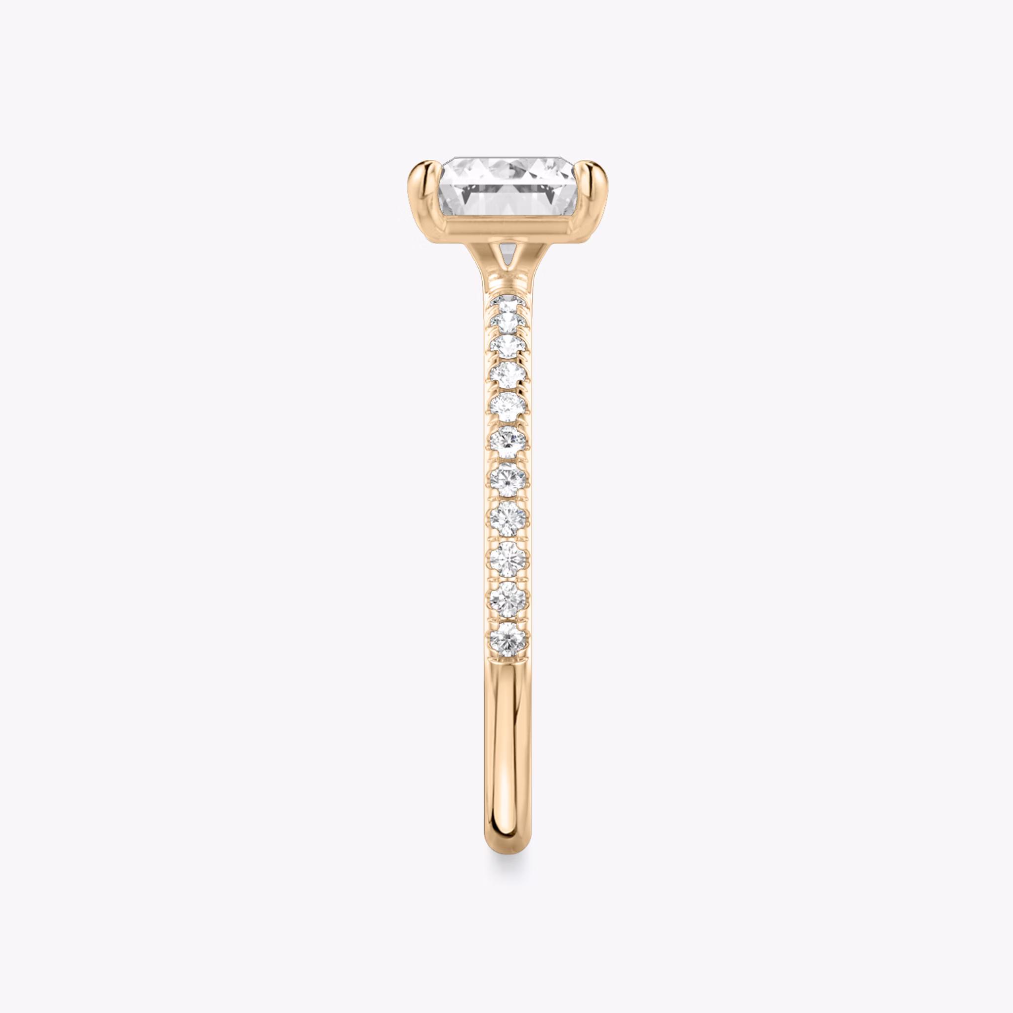The Signature | Radiant | 14k | Rose Gold | bandAccent: Pavé | bandWidth: standard | diamondOrientation: horizontal | hiddenHalo: no | caratWeight: other