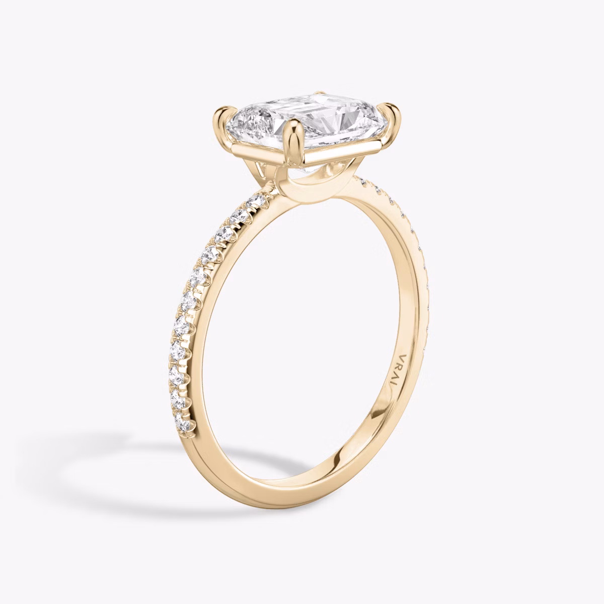 The Signature | Radiant | 14k | Rose Gold | bandAccent: Pavé | bandWidth: standard | diamondOrientation: horizontal | hiddenHalo: no | caratWeight: other