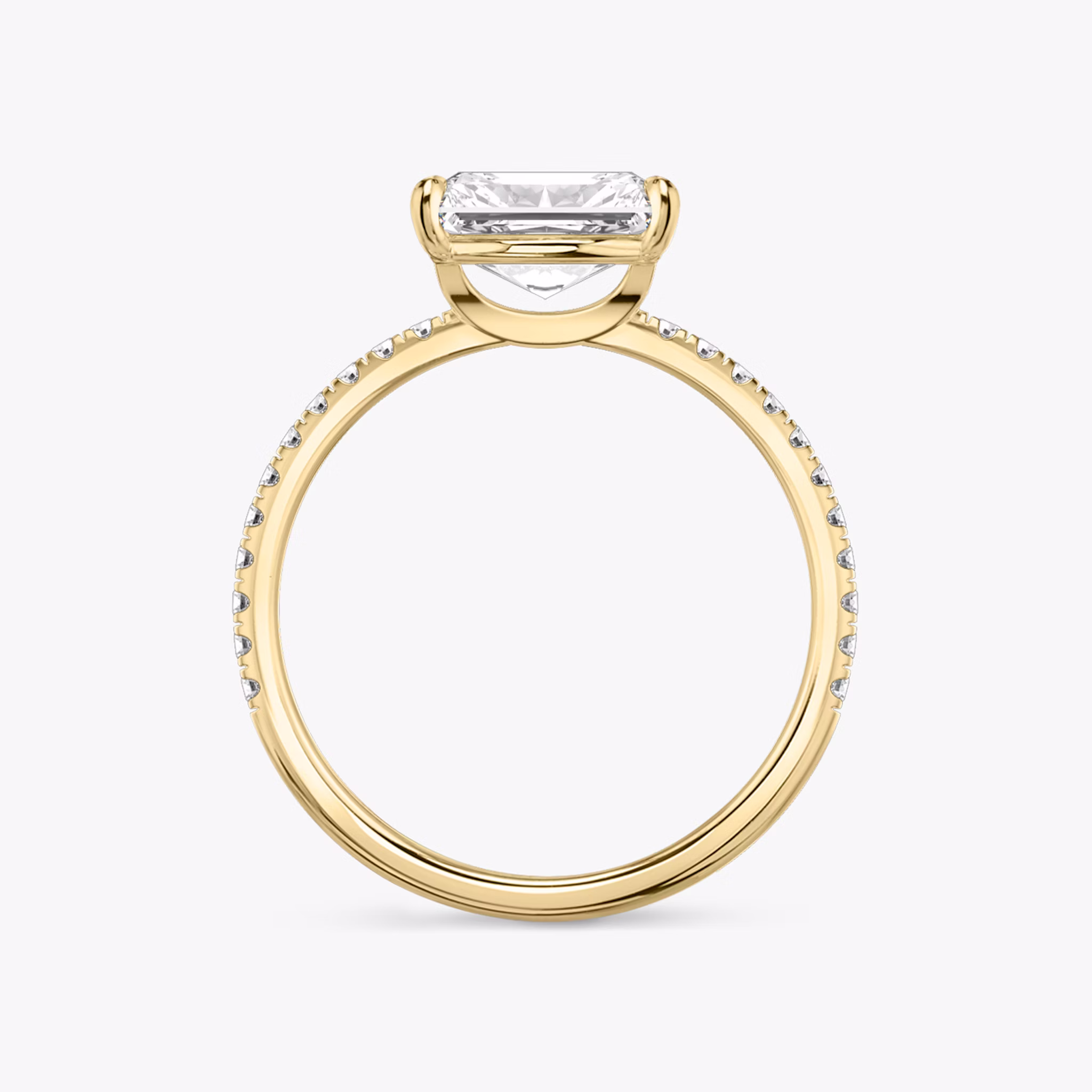 The Signature | Radiant | 18k | Yellow Gold | bandAccent: Pavé | bandWidth: standard | diamondOrientation: horizontal | hiddenHalo: no | caratWeight: other