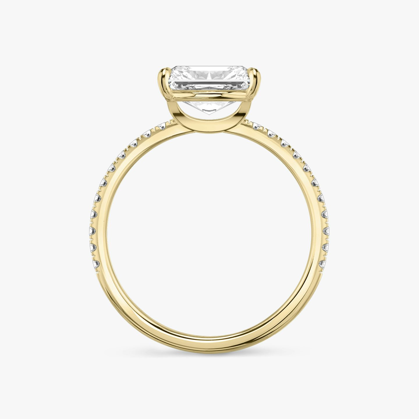 The Signature | Radiant | 18k | Yellow Gold | bandAccent: Pavé | bandWidth: standard | diamondOrientation: horizontal | hiddenHalo: no | caratWeight: other