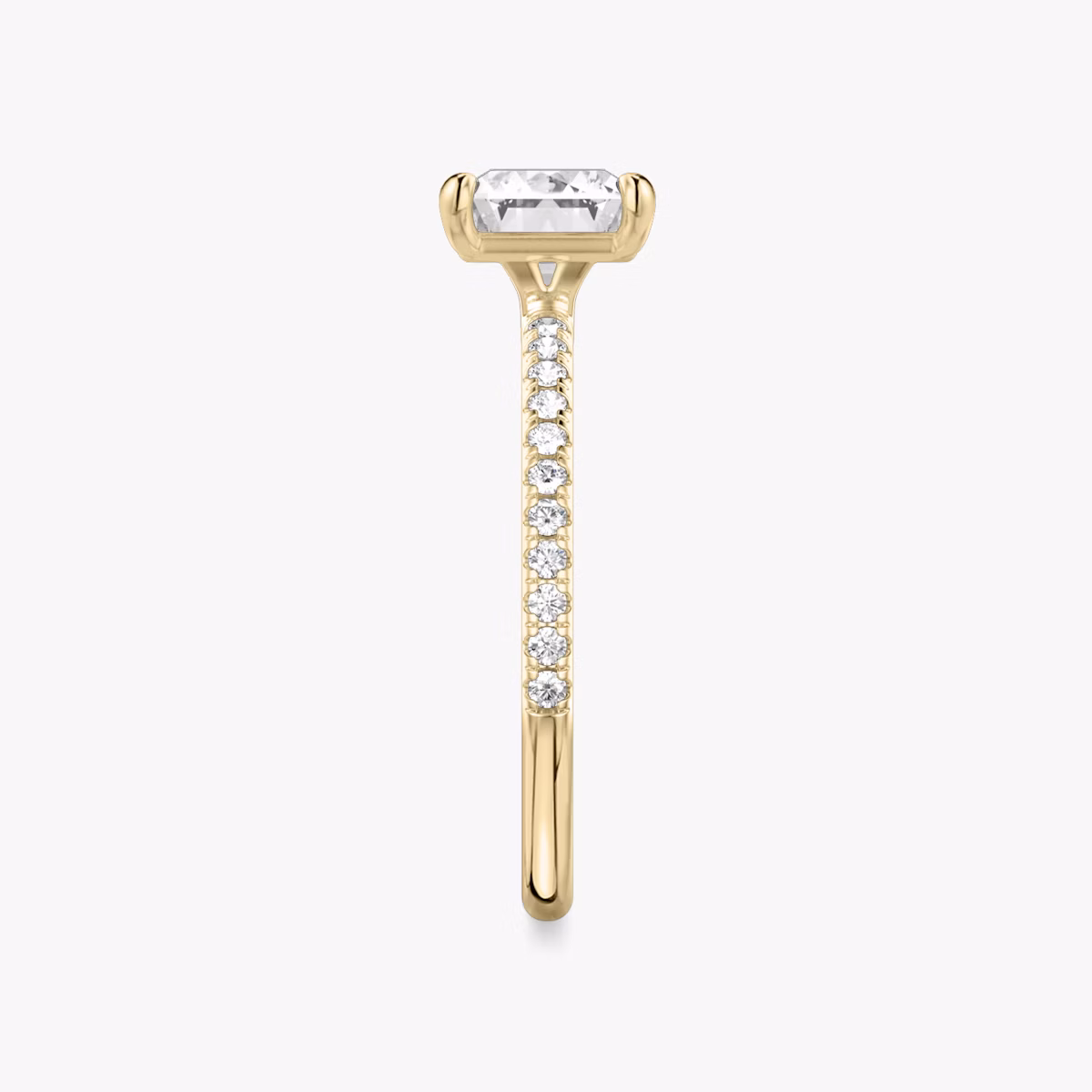 The Signature | Radiant | 18k | Yellow Gold | bandAccent: Pavé | bandWidth: standard | diamondOrientation: horizontal | hiddenHalo: no | caratWeight: other