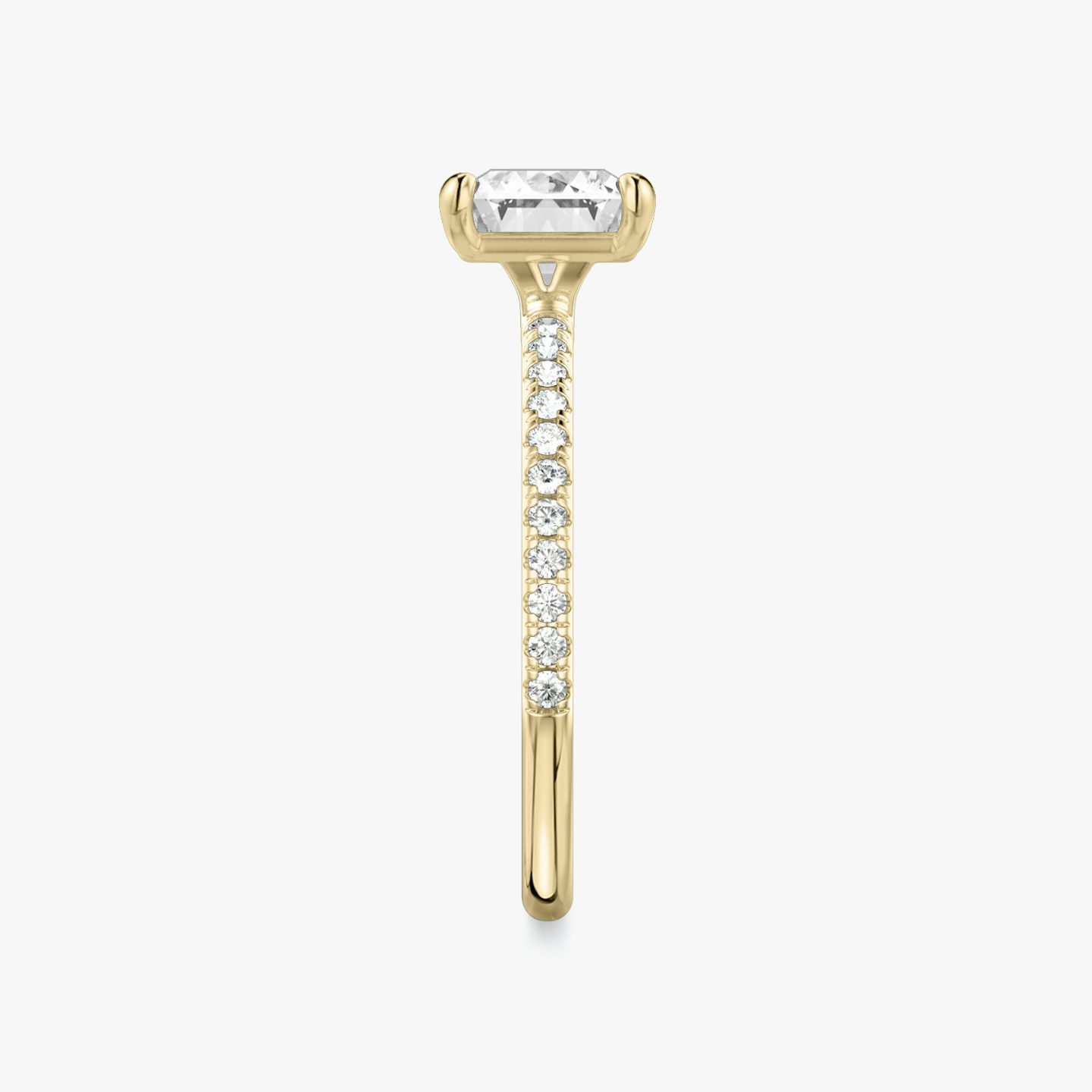 The Signature | Radiant | 18k | Yellow Gold | bandAccent: Pavé | bandWidth: standard | diamondOrientation: horizontal | hiddenHalo: no | caratWeight: other