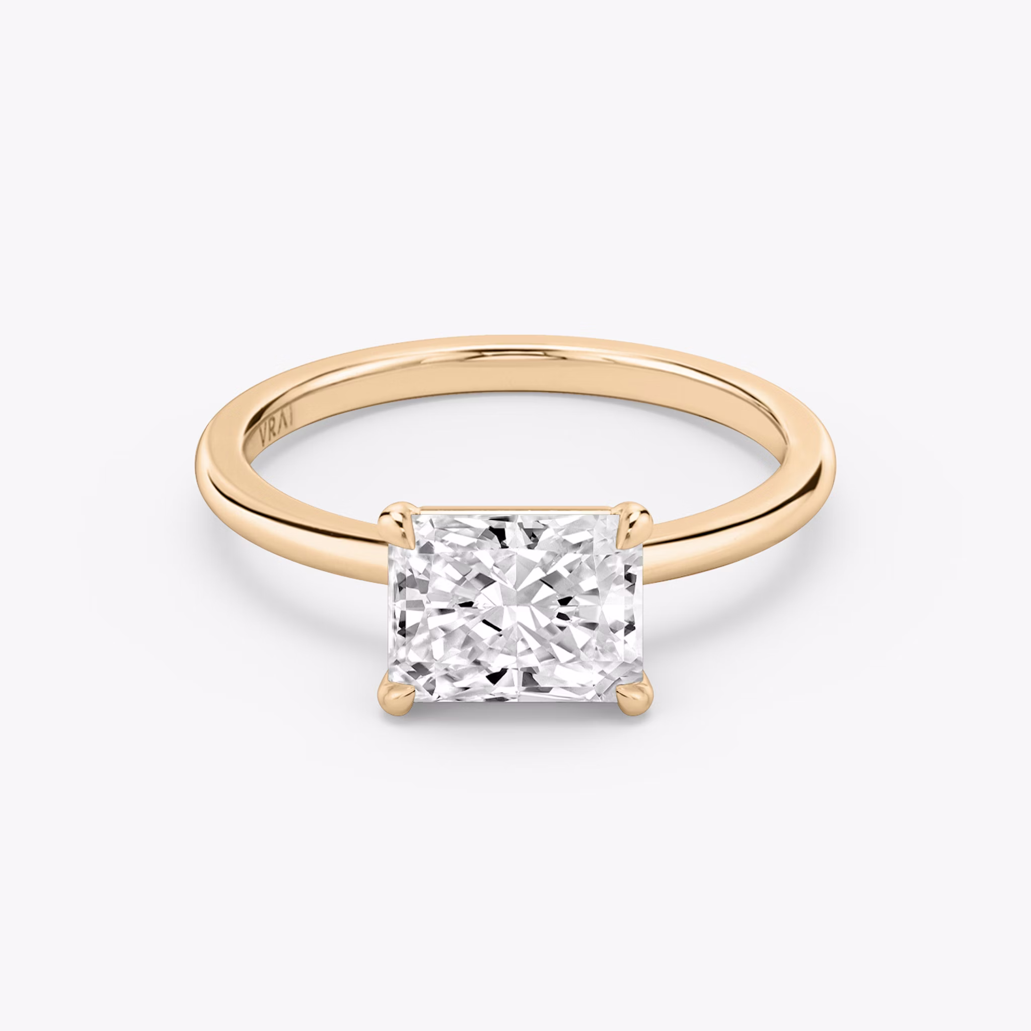 The Signature | Radiant | 14k | Rose Gold | bandAccent: Plain | bandWidth: standard | diamondOrientation: horizontal | hiddenHalo: no | caratWeight: other