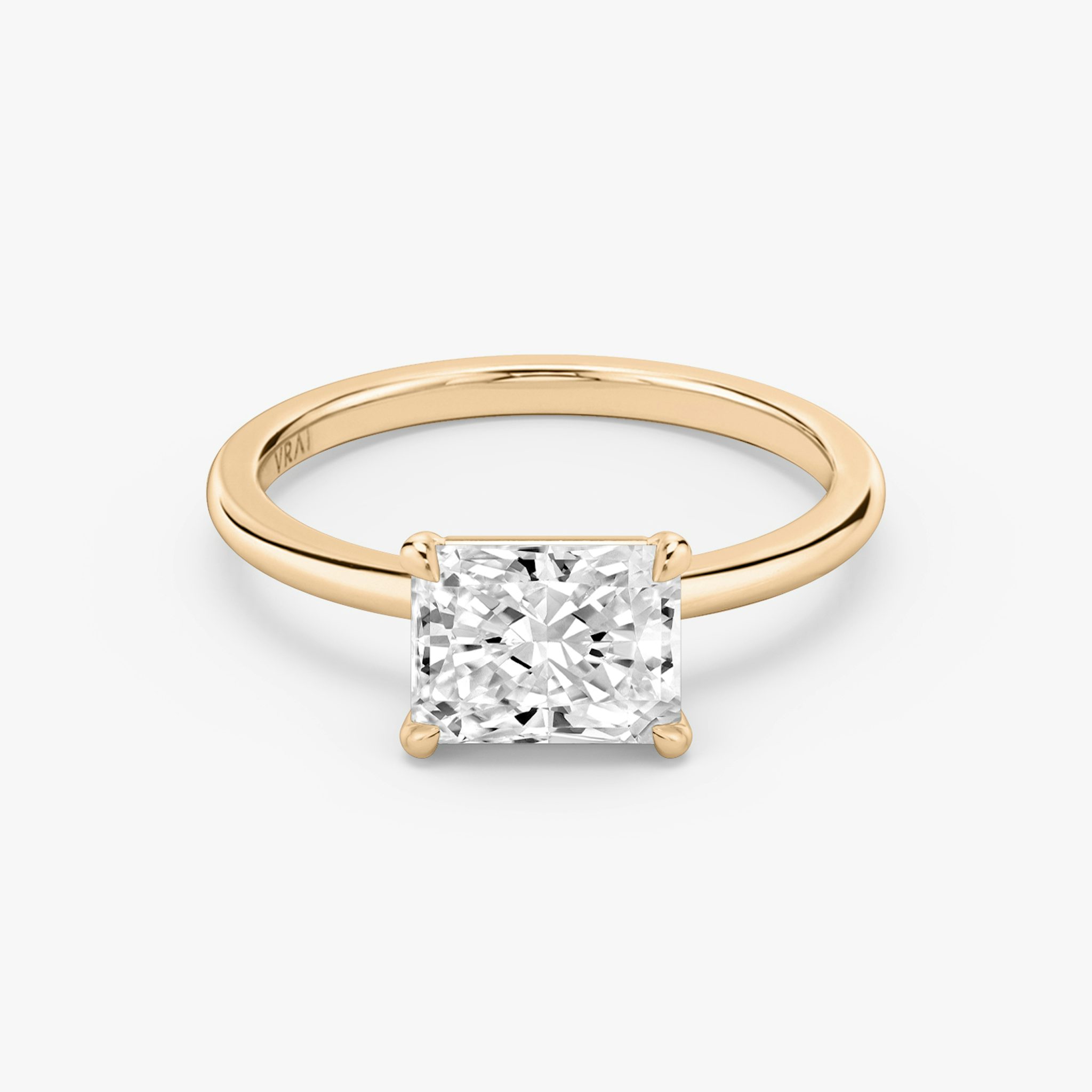 The Signature | Radiant | 14k | Rose Gold | bandAccent: Plain | bandWidth: standard | diamondOrientation: horizontal | hiddenHalo: no | caratWeight: other