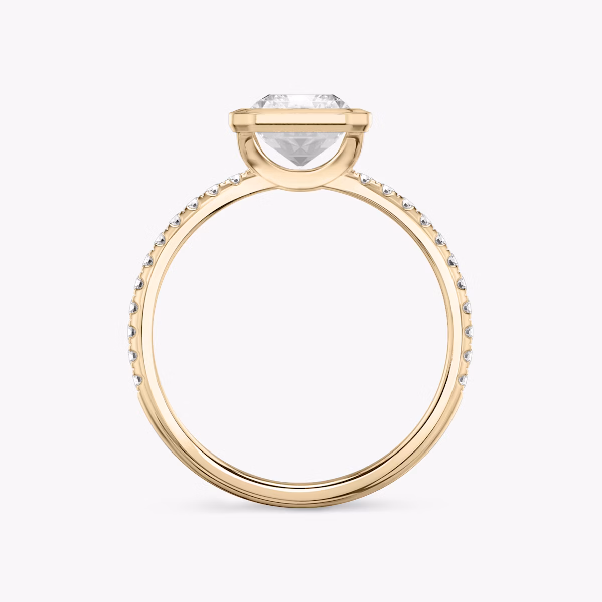Signature Bezel | Radiant | 14k | Roségold | bandAccent: Mit Pavé-Besatz | diamondOrientation: vertical | caratWeight: other