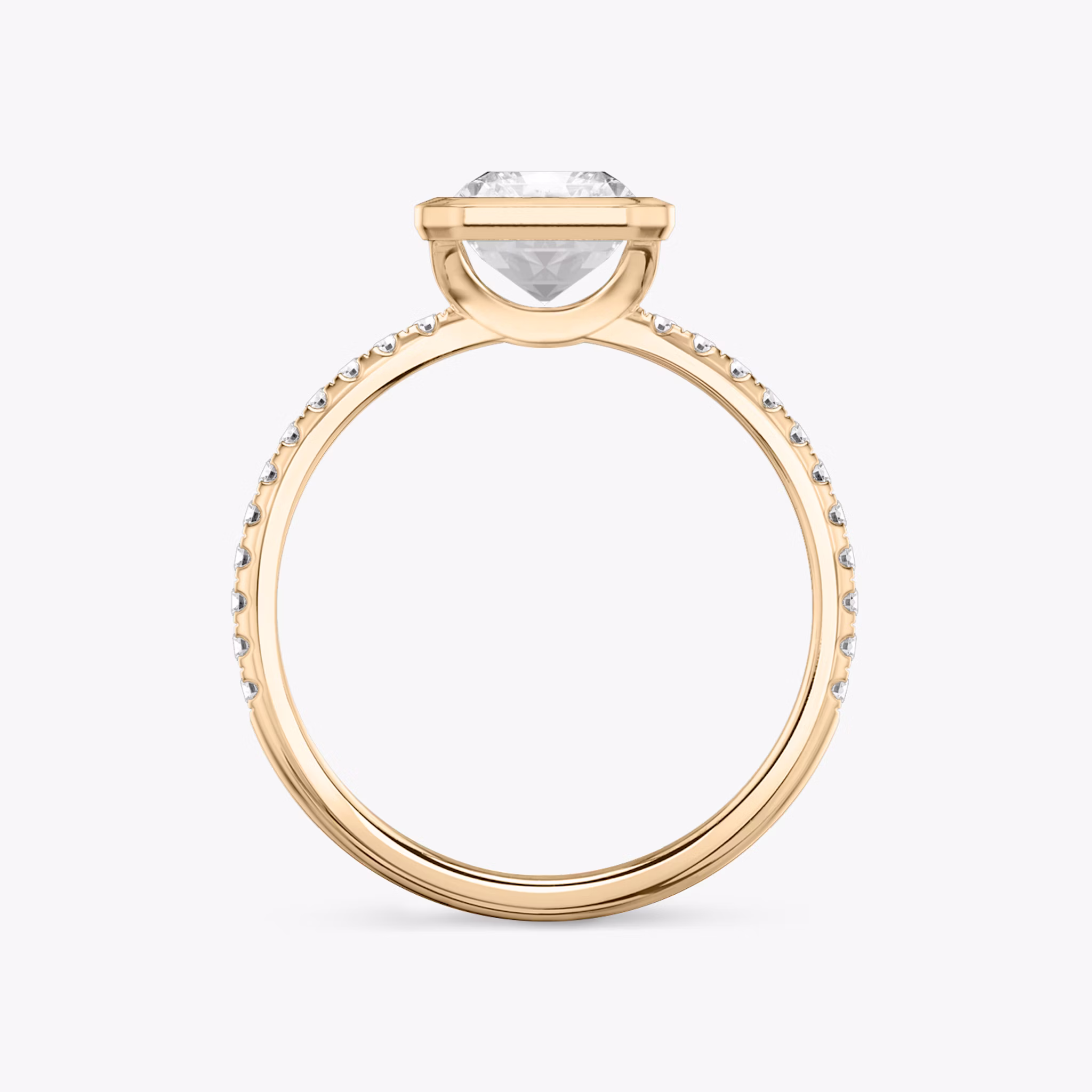 The Signature Bezel | Radiant | 14k | Rose Gold | bandAccent: Pavé | diamondOrientation: vertical | caratWeight: other