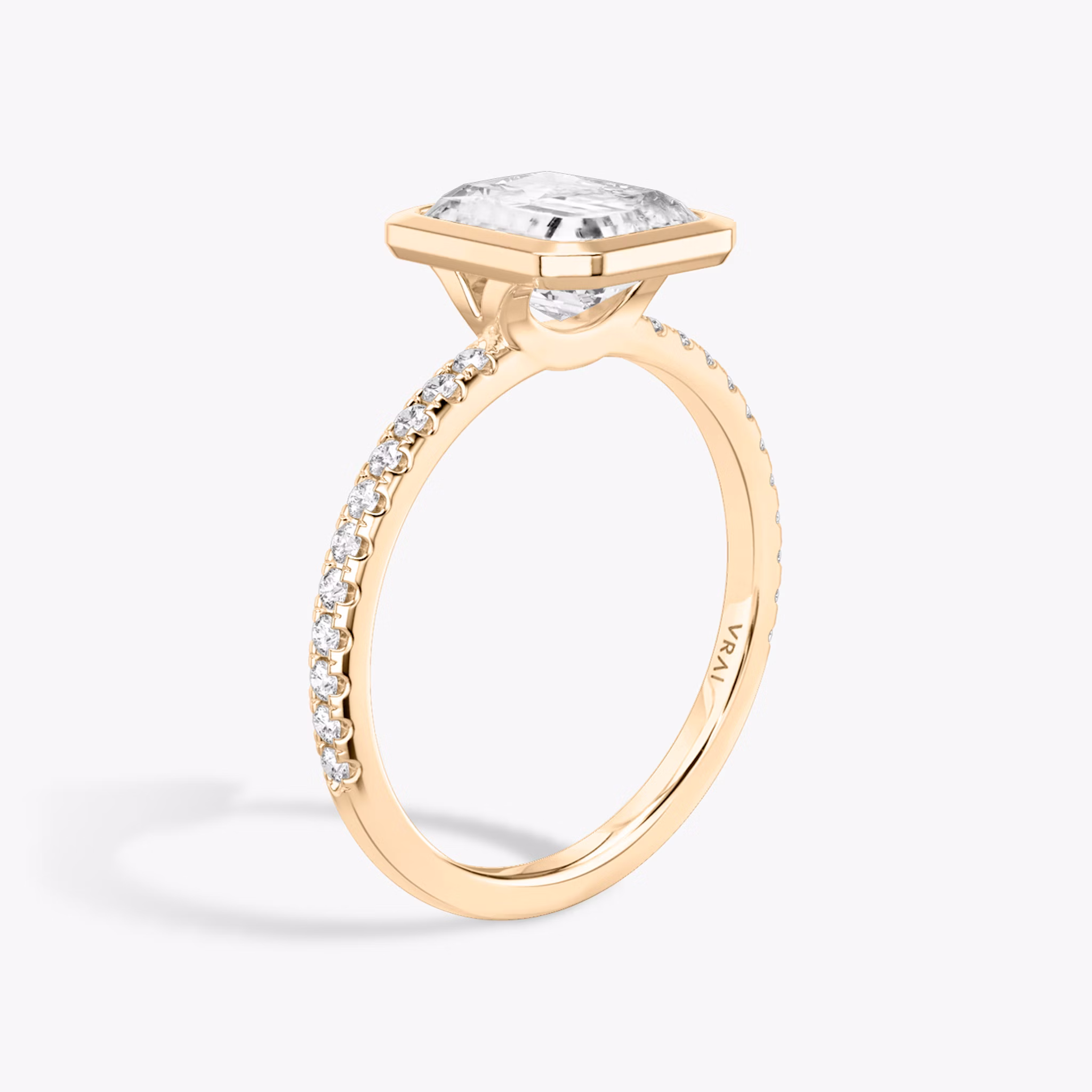 The Signature Bezel | Radiant | 14k | Rose Gold | bandAccent: Pavé | diamondOrientation: vertical | caratWeight: other