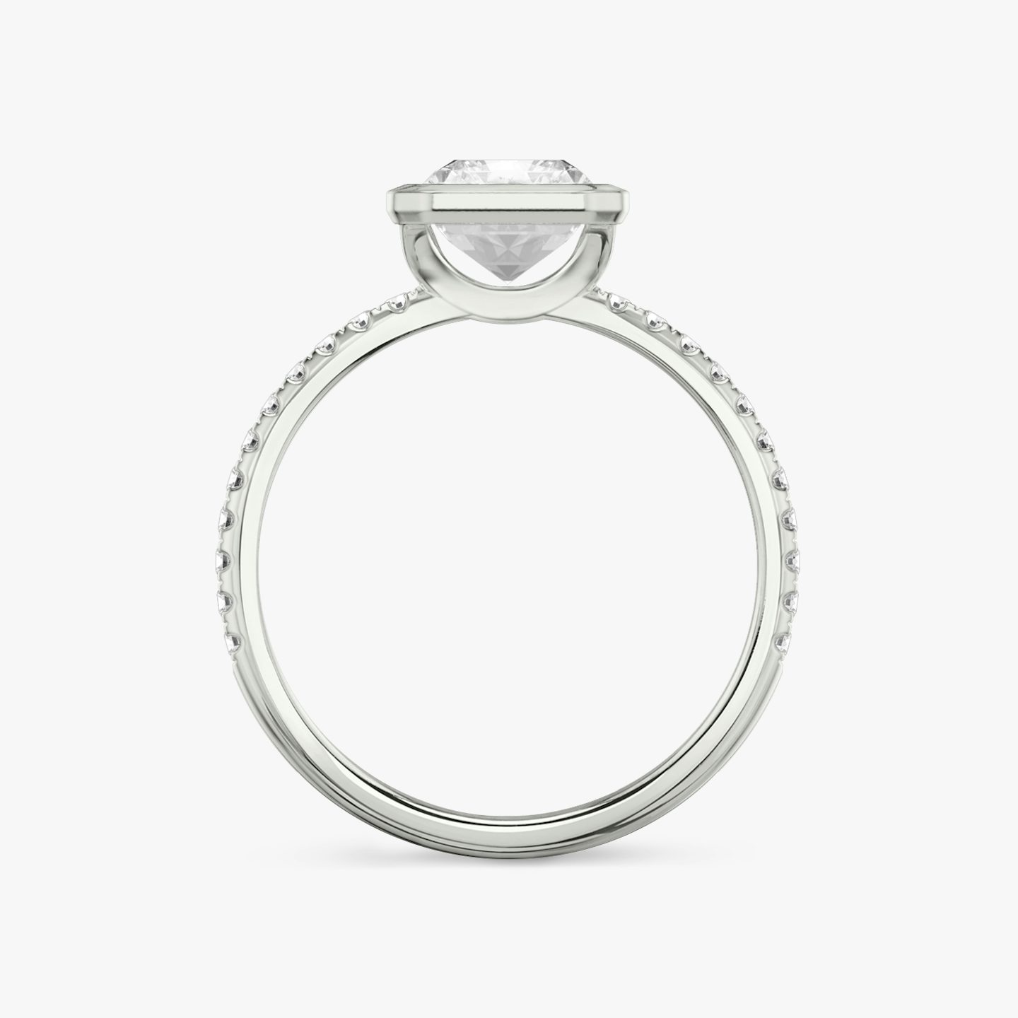 The Signature Bezel | Radiant | 18k | White Gold | bandAccent: Pavé | diamondOrientation: vertical | caratWeight: other