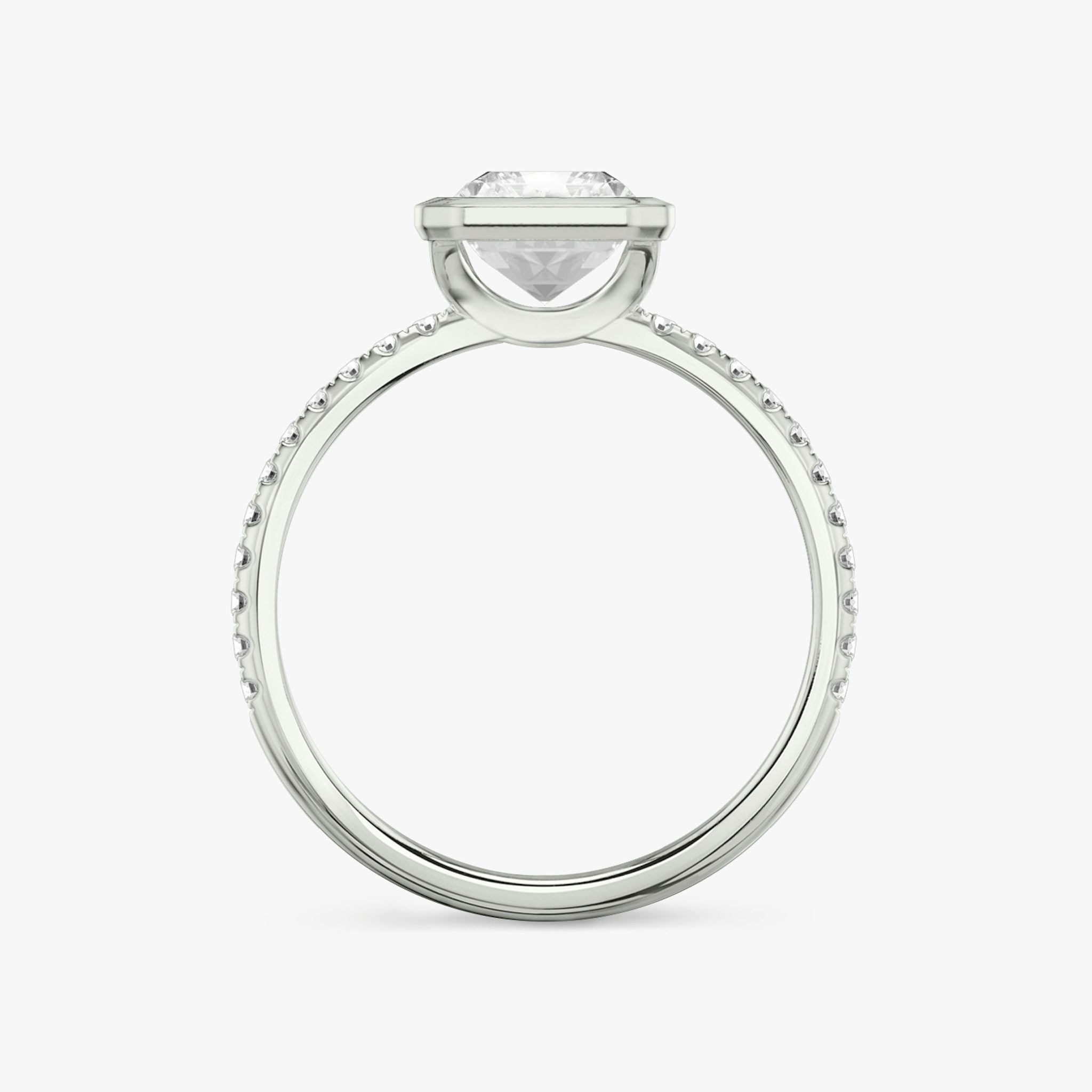 The Signature Bezel | Radiant | 18k | White Gold | bandAccent: Pavé | diamondOrientation: vertical | caratWeight: other