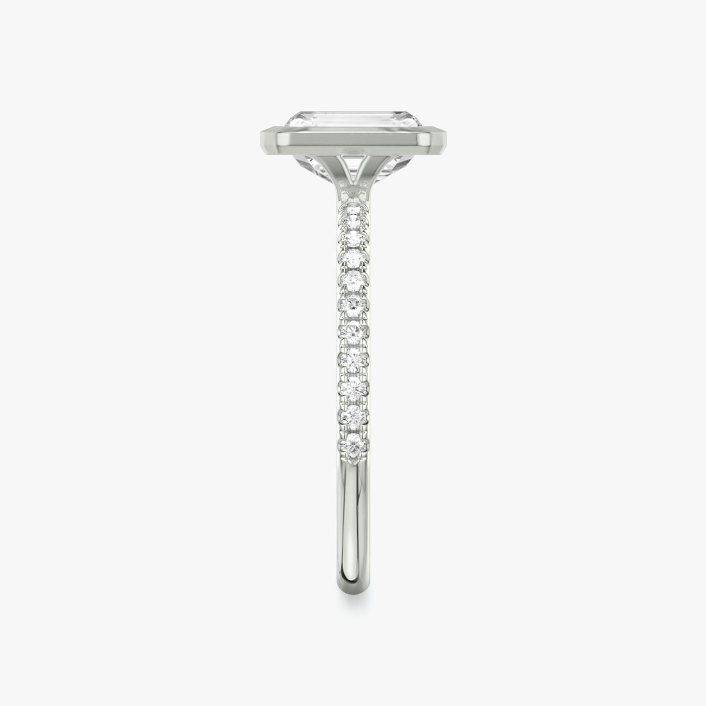 The Signature Bezel | Radiant | 18k | White Gold | bandAccent: Pavé | diamondOrientation: vertical | caratWeight: other