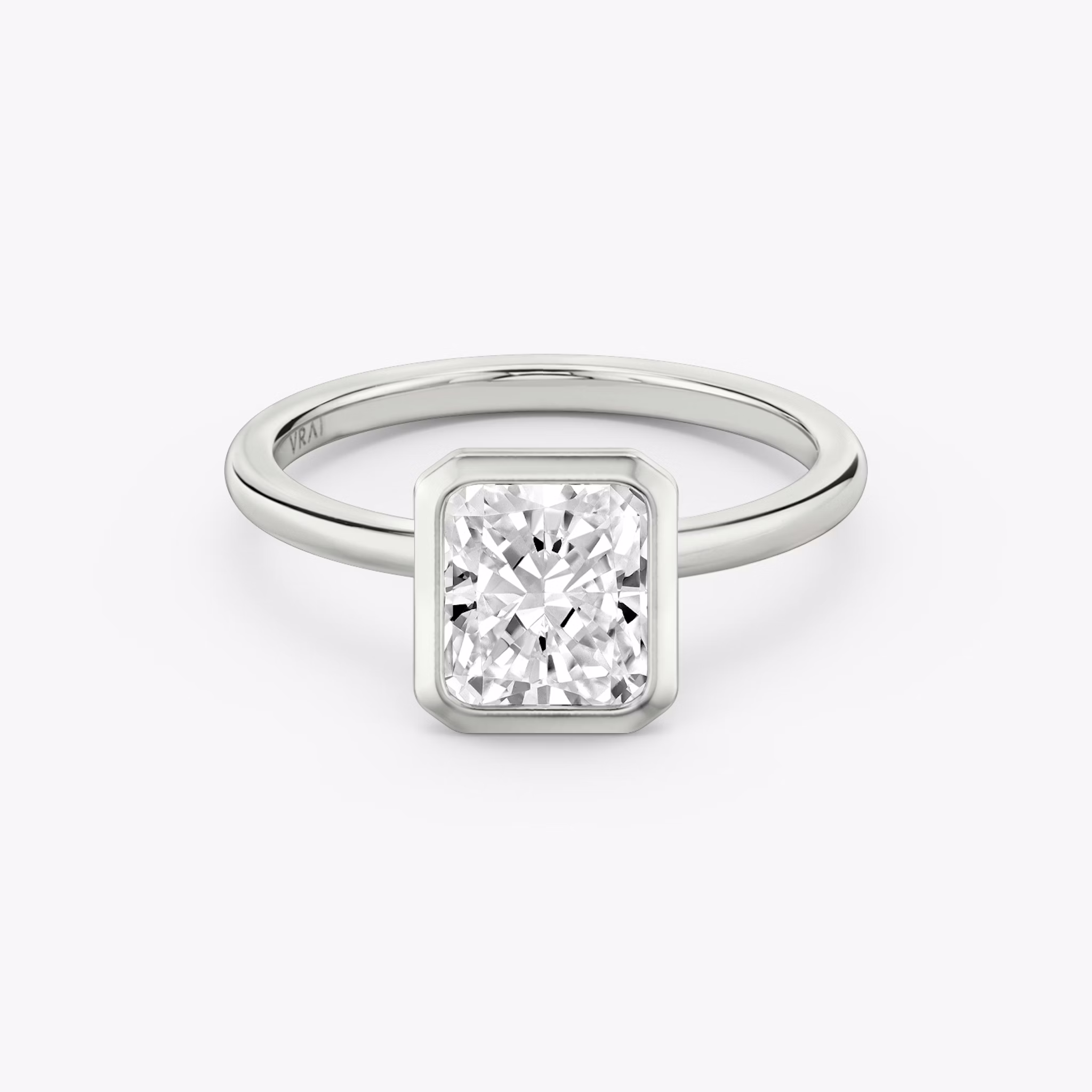 The Signature Bezel | Radiant | 18k | White Gold | bandAccent: Plain | diamondOrientation: vertical | caratWeight: other