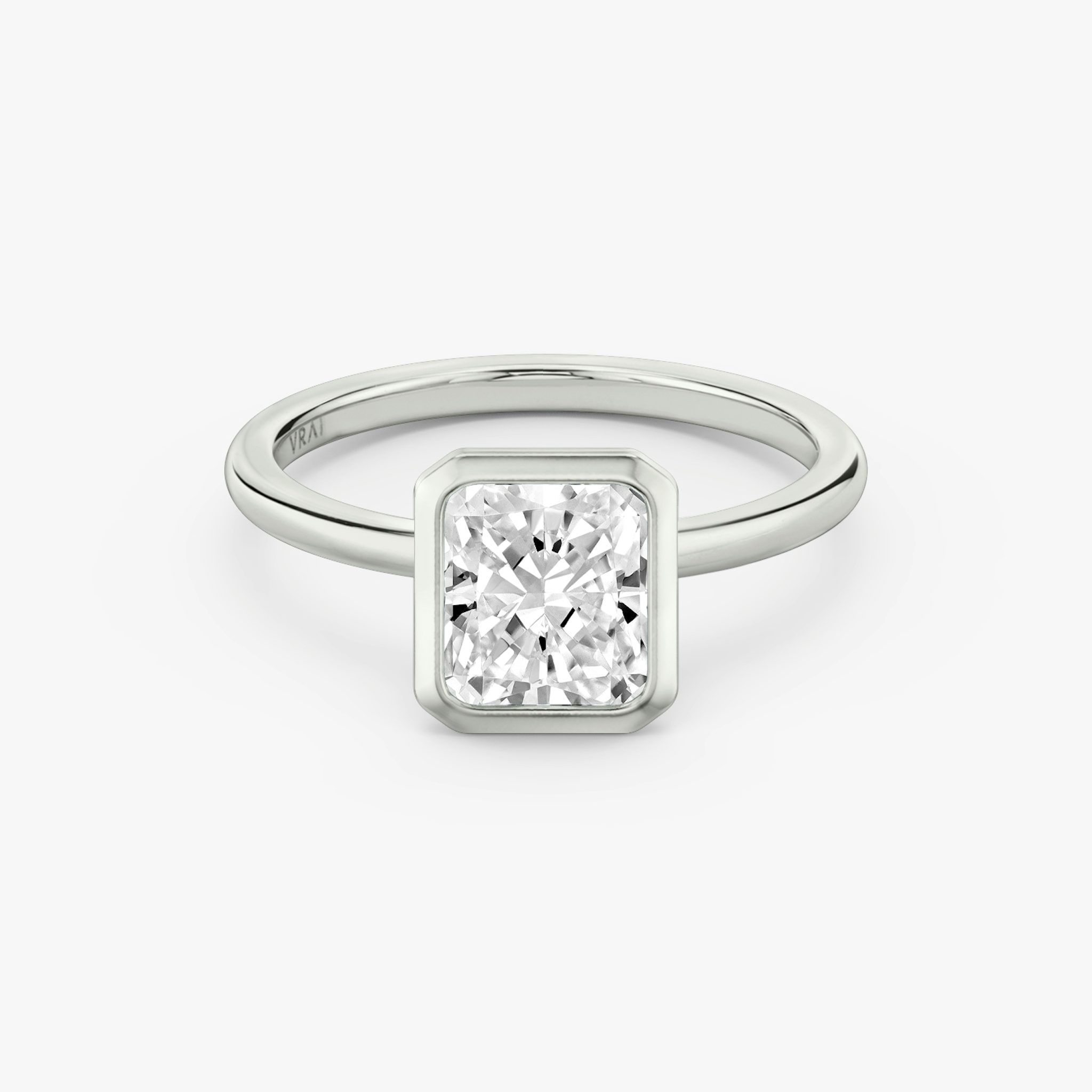 The Signature Bezel | Radiant | 18k | White Gold | bandAccent: Plain | diamondOrientation: vertical | caratWeight: other