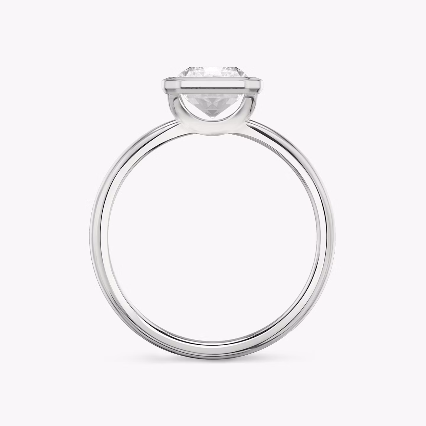 Anillo de compromiso Signature Bezel | Radiante | 18k | Oro blanco | bandAccent: Simple | diamondOrientation: vertical | caratWeight: other