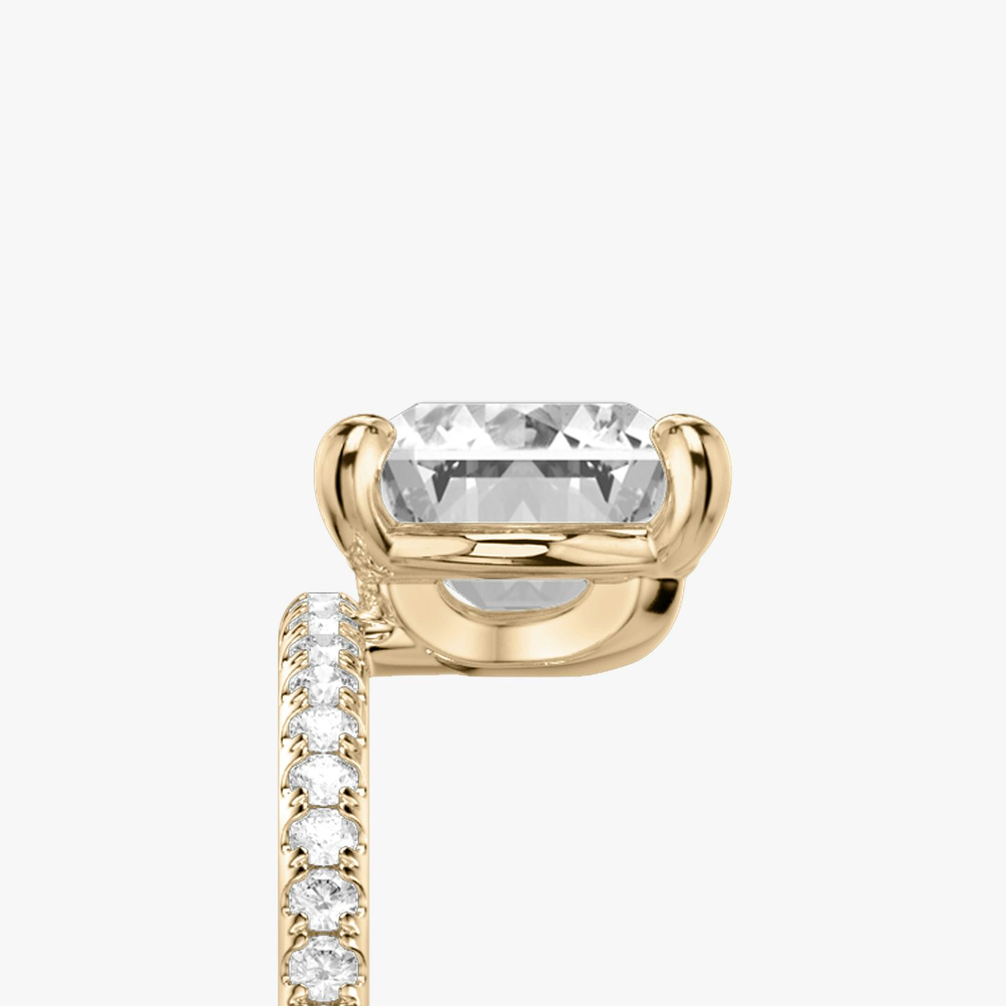 Anillo de compromiso Hover | Radiante | 14k | Oro rosa | bandAccent: Pavé | diamondOrientation: vertical | caratWeight: other