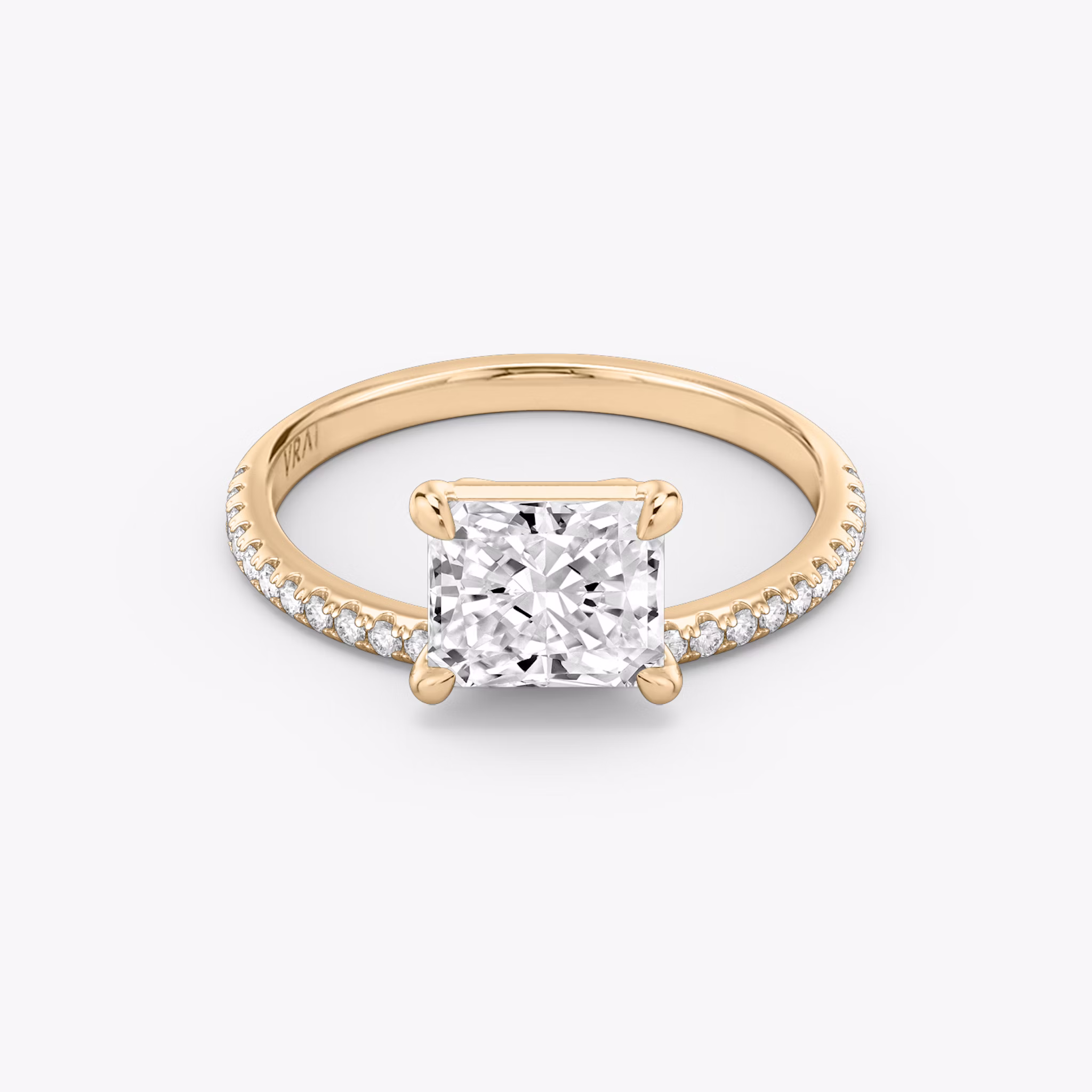 The Hover | Radiant | 14k | Rose Gold | bandAccent: Pavé | diamondOrientation: vertical | caratWeight: other