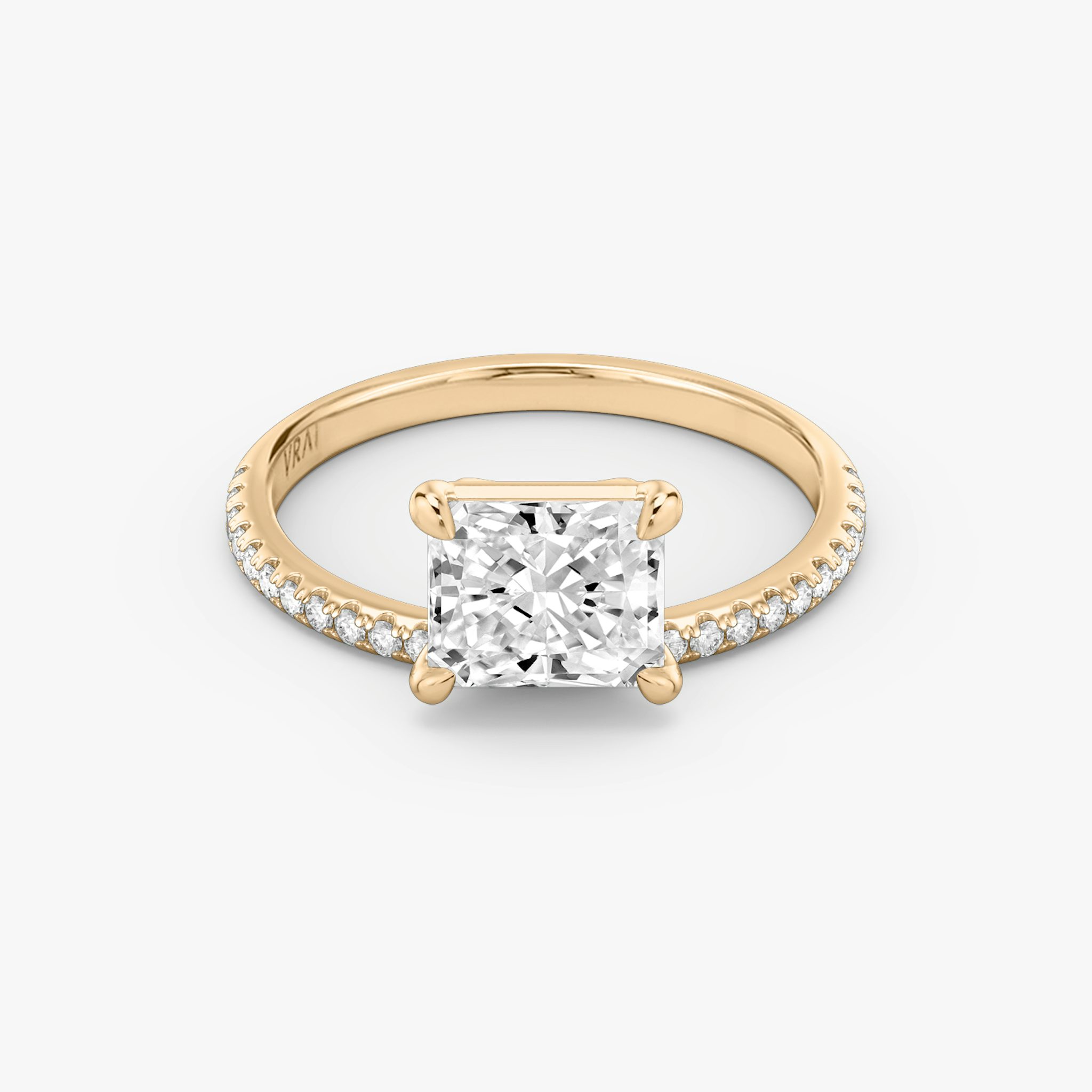 The Hover | Radiant | 14k | Rose Gold | bandAccent: Pavé | diamondOrientation: vertical | caratWeight: other