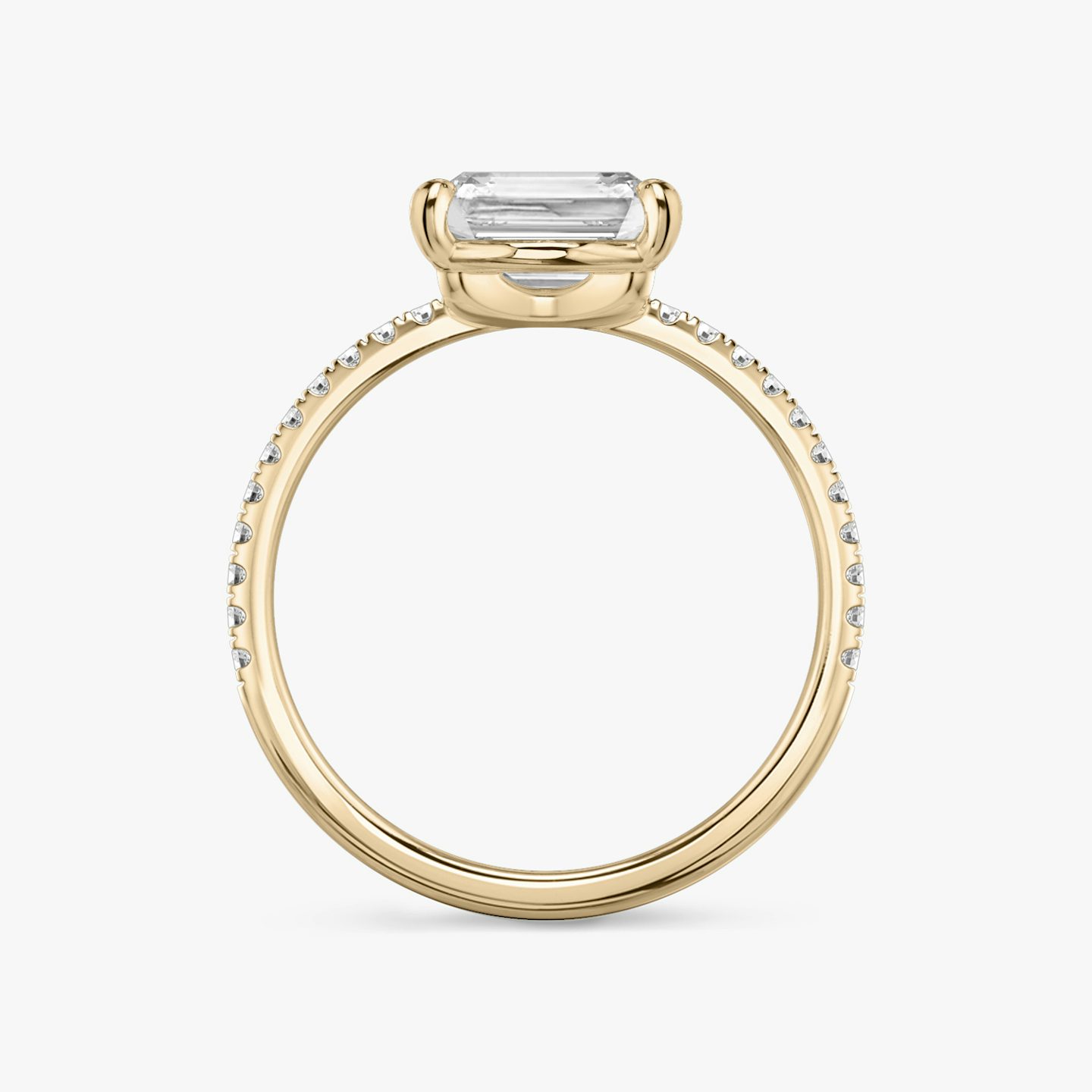 Anillo de compromiso Hover | Radiante | 14k | Oro rosa | bandAccent: Pavé | diamondOrientation: vertical | caratWeight: other