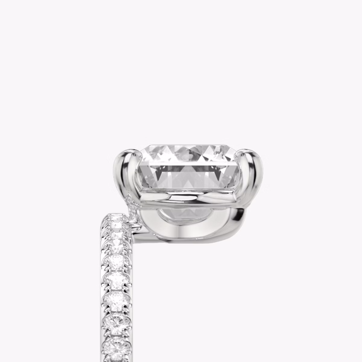 The Hover | Radiant | 18k | White Gold | bandAccent: Pavé | diamondOrientation: vertical | caratWeight: other