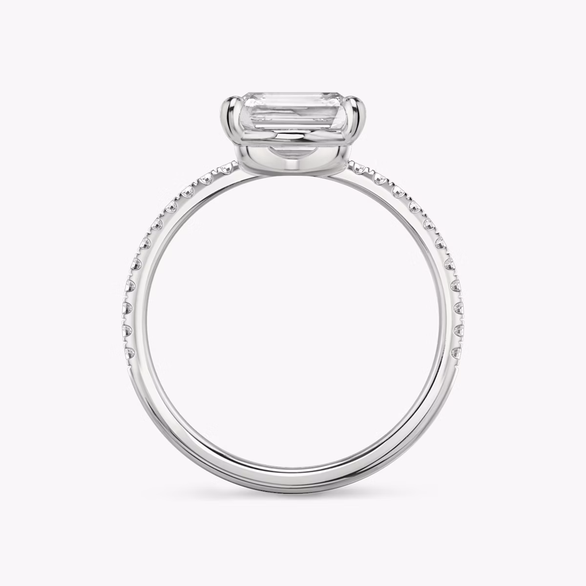 The Hover | Radiant | 18k | White Gold | bandAccent: Pavé | diamondOrientation: vertical | caratWeight: other