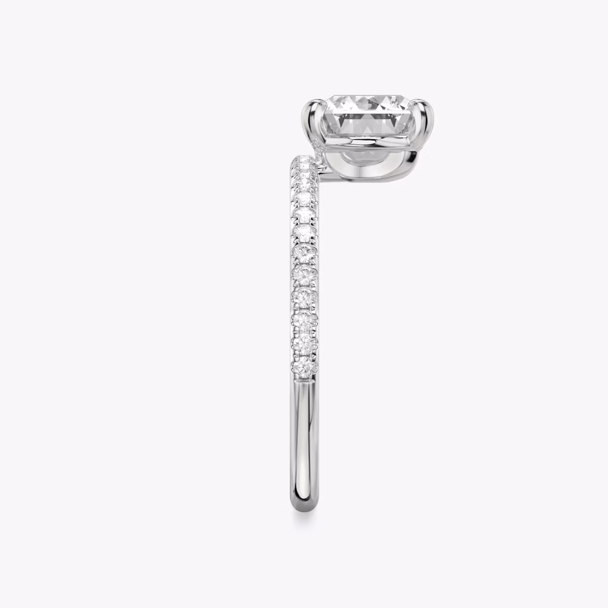 The Hover | Radiant | 18k | White Gold | bandAccent: Pavé | diamondOrientation: vertical | caratWeight: other