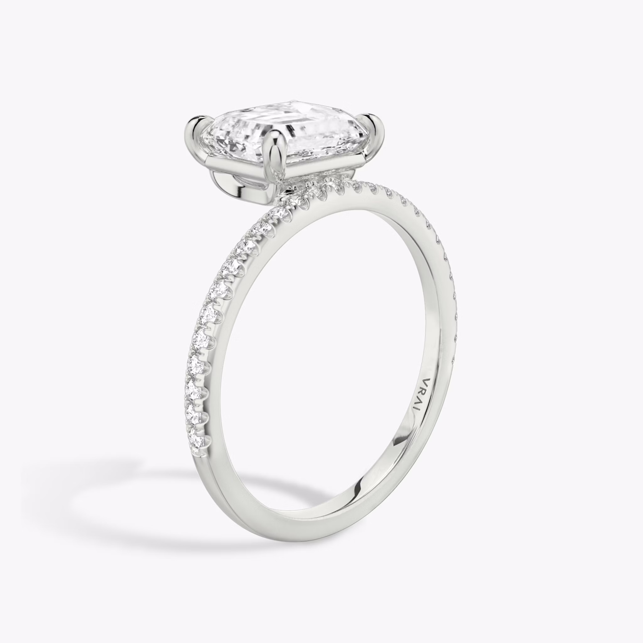 The Hover | Radiant | Platinum | bandAccent: Pavé | diamondOrientation: vertical | caratWeight: other