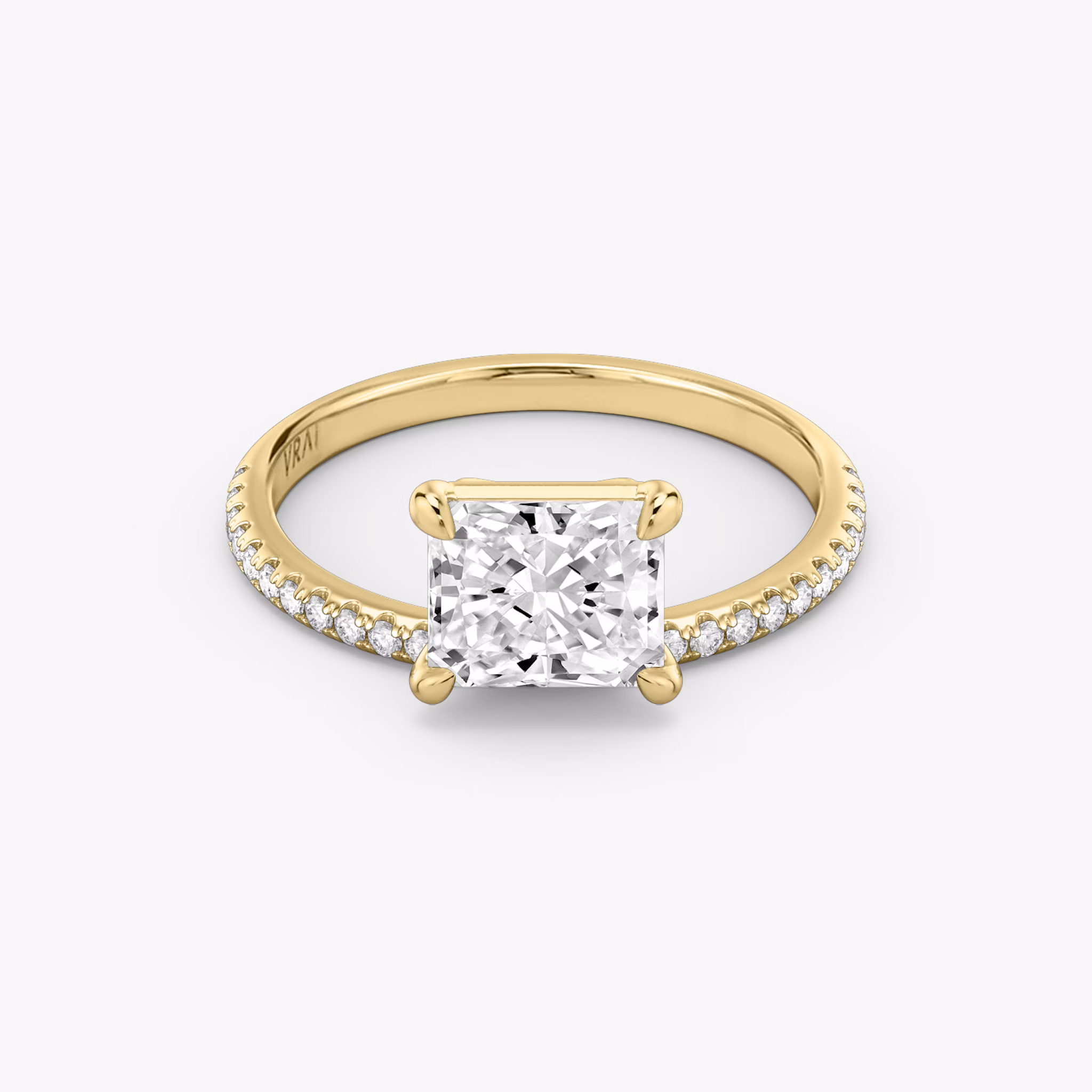 Yellow gold Hover engagement ring with Radiant cut diamond