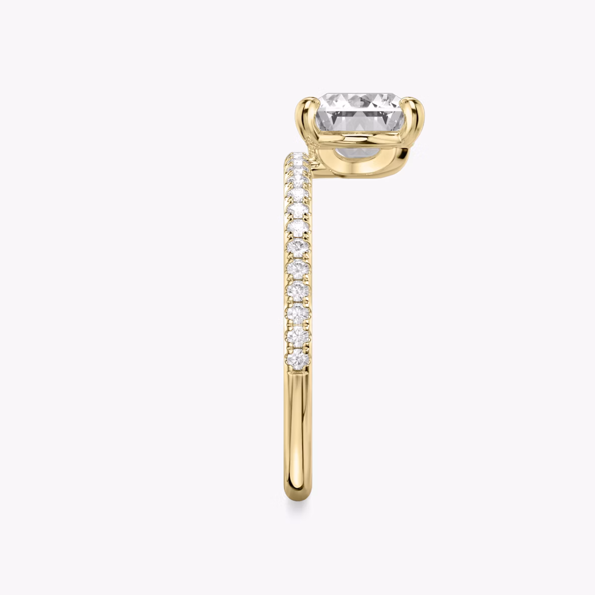 The Hover | Radiant | 18k | Yellow Gold | bandAccent: Pavé | diamondOrientation: vertical | caratWeight: other