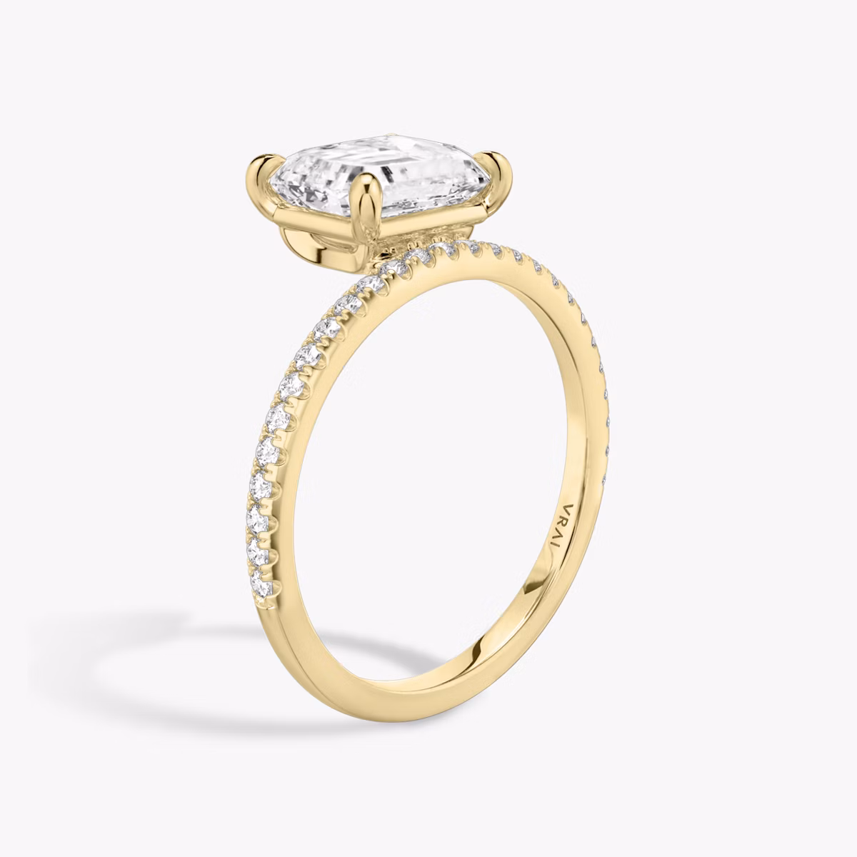 The Hover | Radiant | 18k | Yellow Gold | bandAccent: Pavé | diamondOrientation: vertical | caratWeight: other