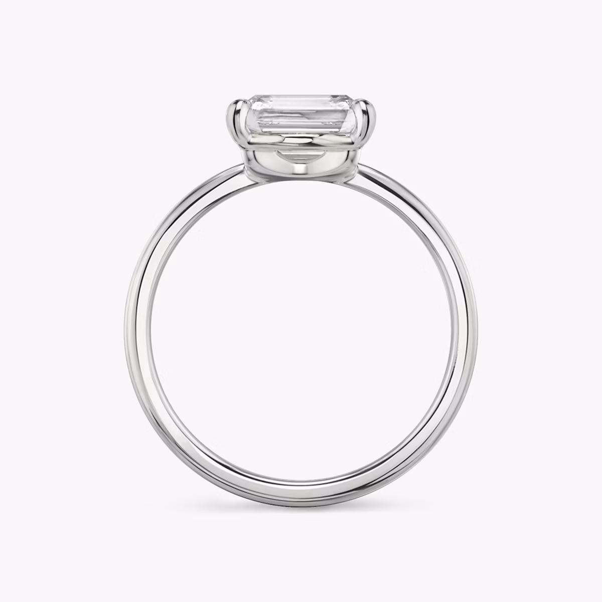 The Hover | Radiant | 18k | White Gold | bandAccent: Plain | diamondOrientation: vertical | caratWeight: other