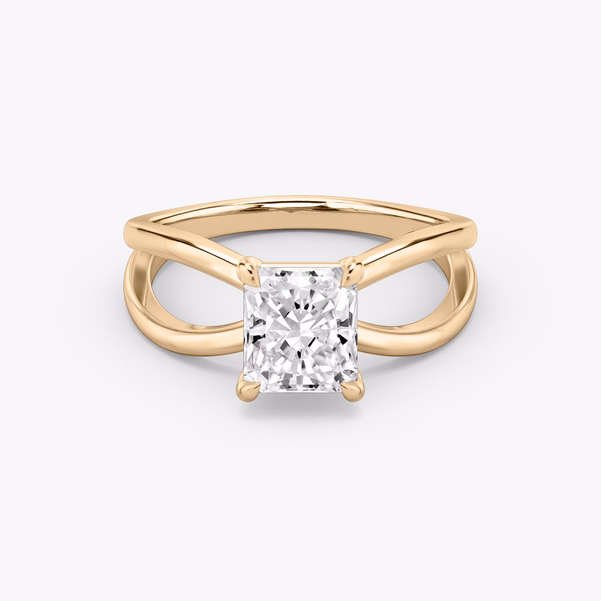 The Duet | Radiant | 14k | Rose Gold | bandAccent: Plain | diamondOrientation: vertical | caratWeight: other