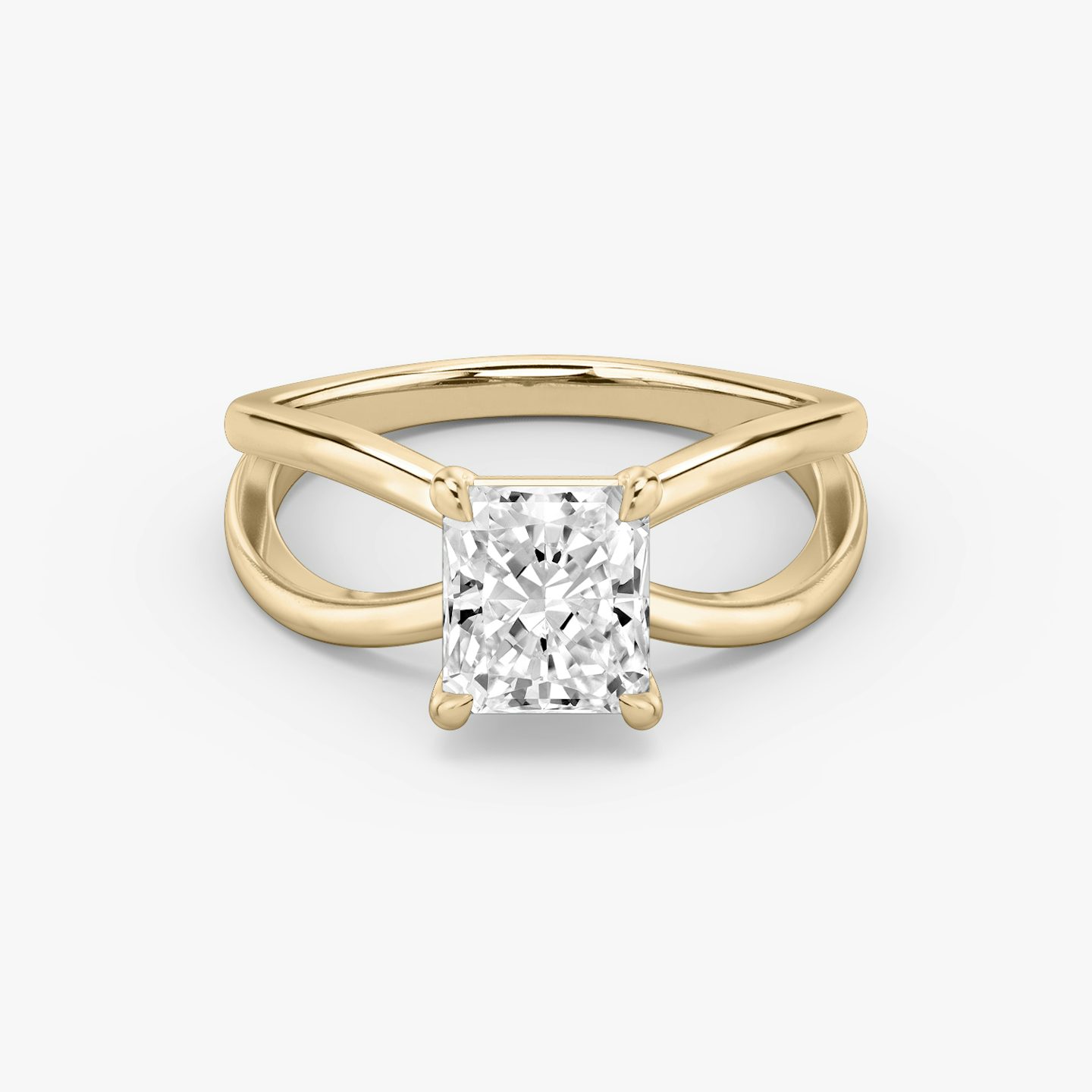 The Duet | Radiant | 14k | Rose Gold | bandAccent: Plain | diamondOrientation: vertical | caratWeight: other