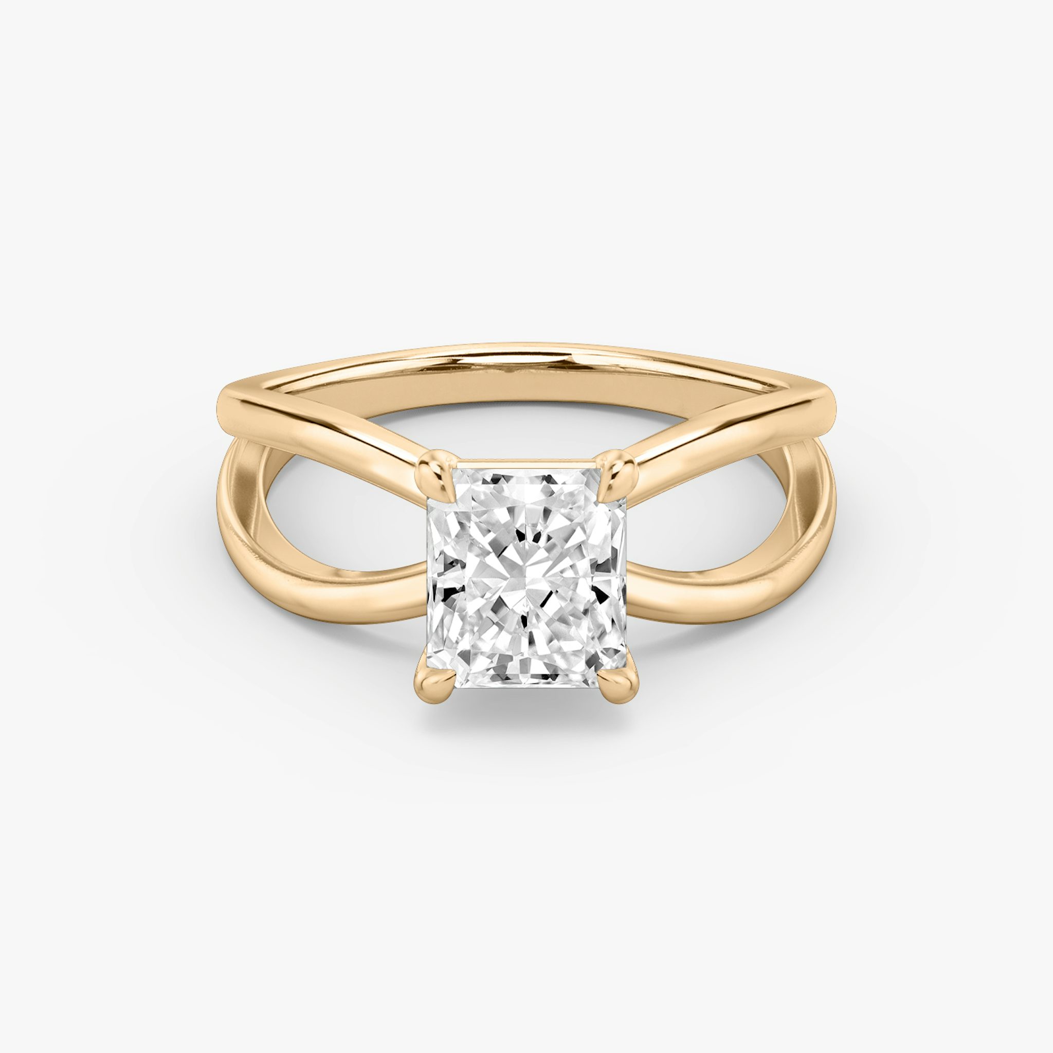 The Duet | Radiant | 14k | Rose Gold | bandAccent: Plain | diamondOrientation: vertical | caratWeight: other
