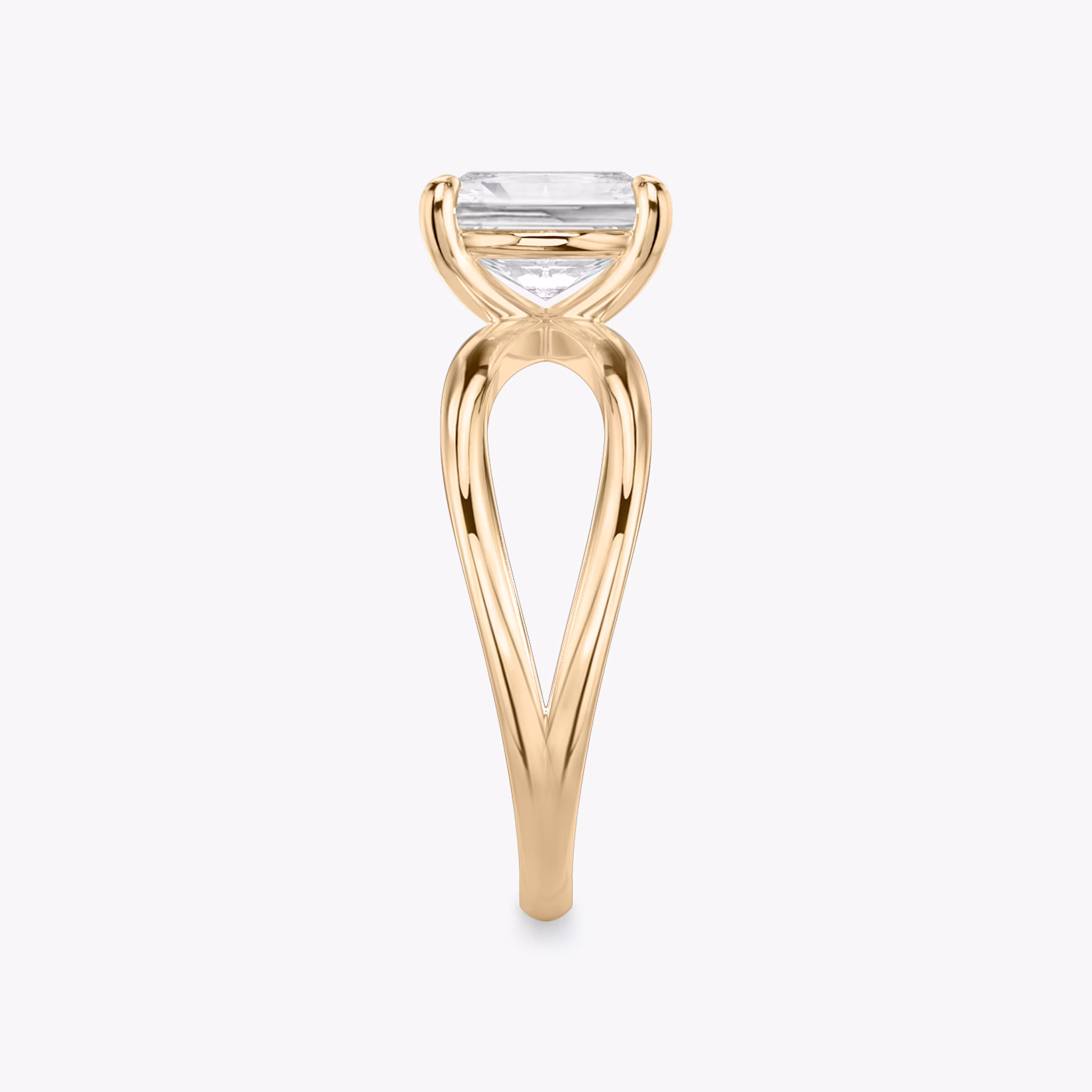 The Duet | Radiant | 14k | Rose Gold | bandAccent: Plain | diamondOrientation: vertical | caratWeight: other