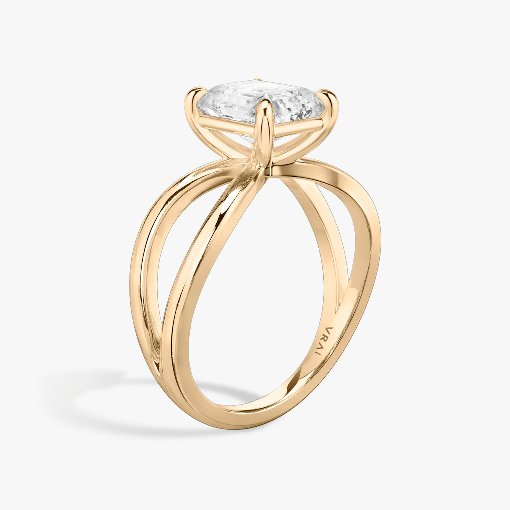 The Duet | Radiant | 14k | Rose Gold | bandAccent: Plain | diamondOrientation: vertical | caratWeight: other