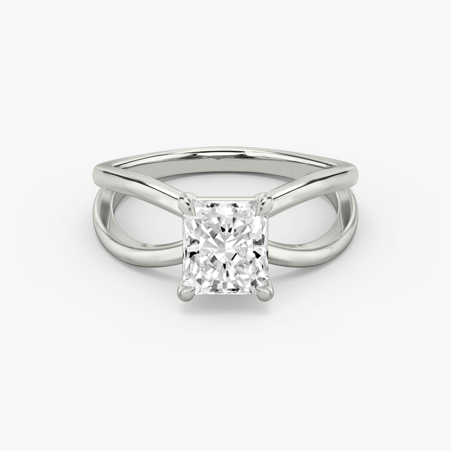 The Duet | Radiant | 18k | White Gold | bandAccent: Plain | diamondOrientation: vertical | caratWeight: other