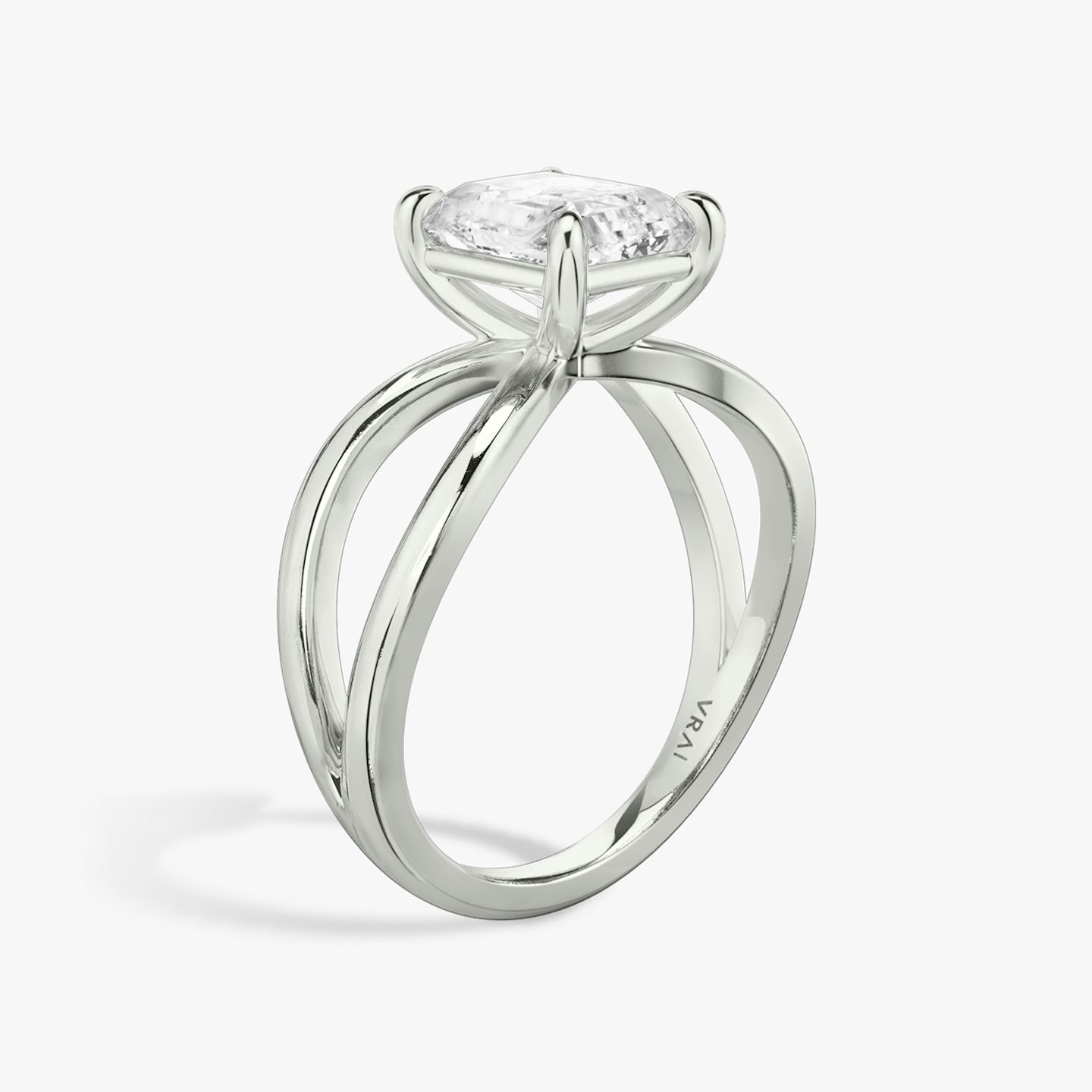 The Duet | Radiant | 18k | White Gold | bandAccent: Plain | diamondOrientation: vertical | caratWeight: other