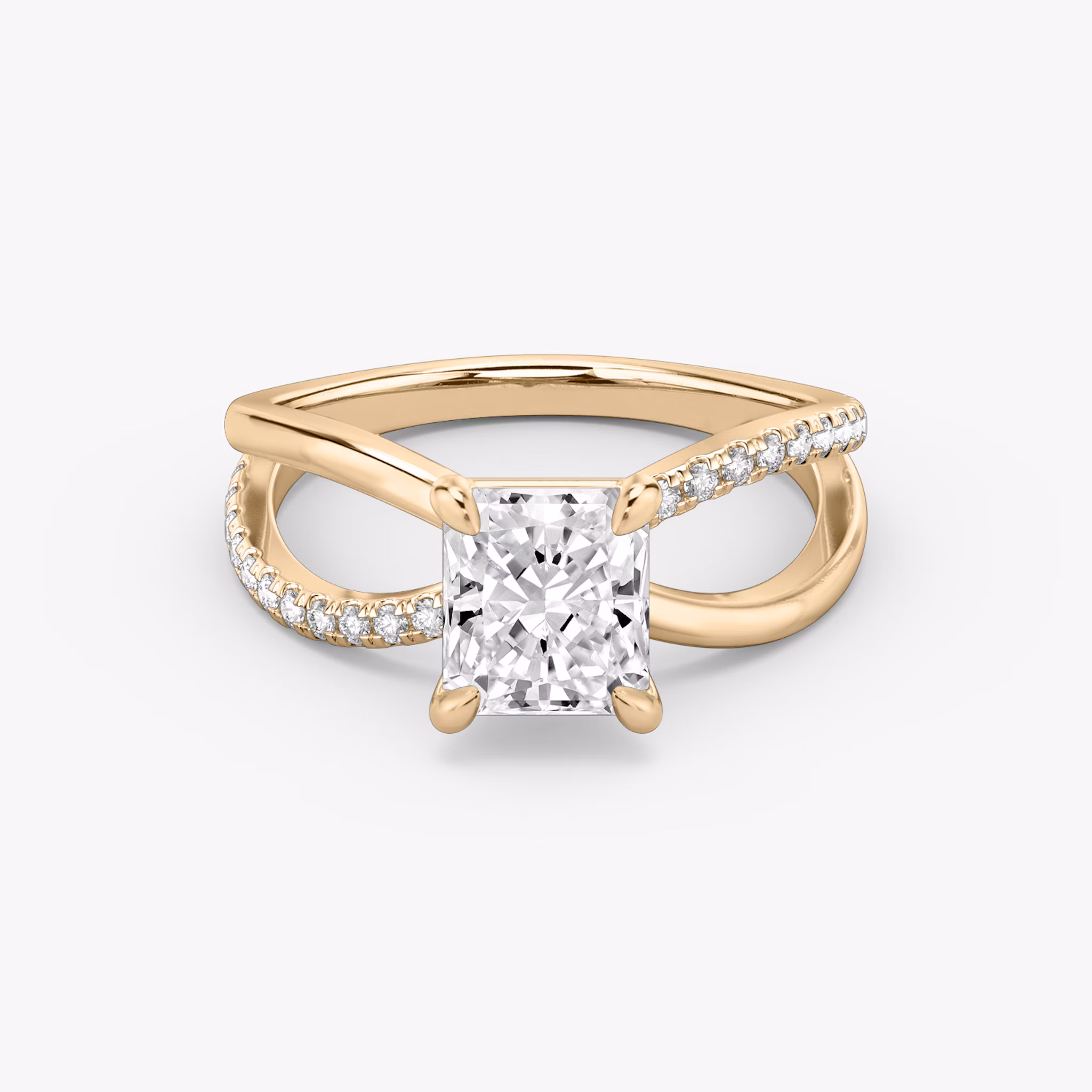 The Duet | Radiant | 14k | Rose Gold | bandAccent: Pavé | diamondOrientation: vertical | caratWeight: other