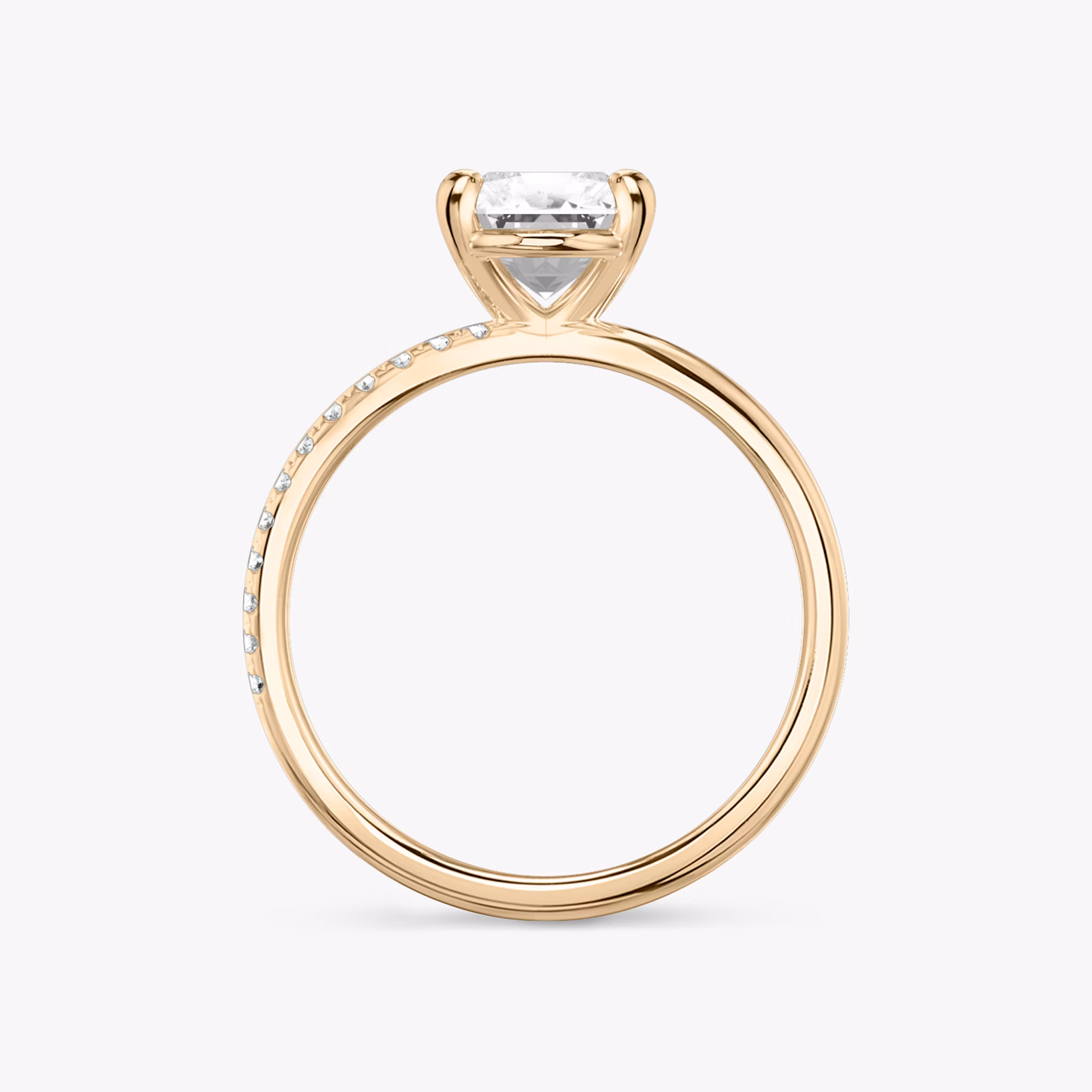 The Duet | Radiant | 14k | Rose Gold | bandAccent: Pavé | diamondOrientation: vertical | caratWeight: other