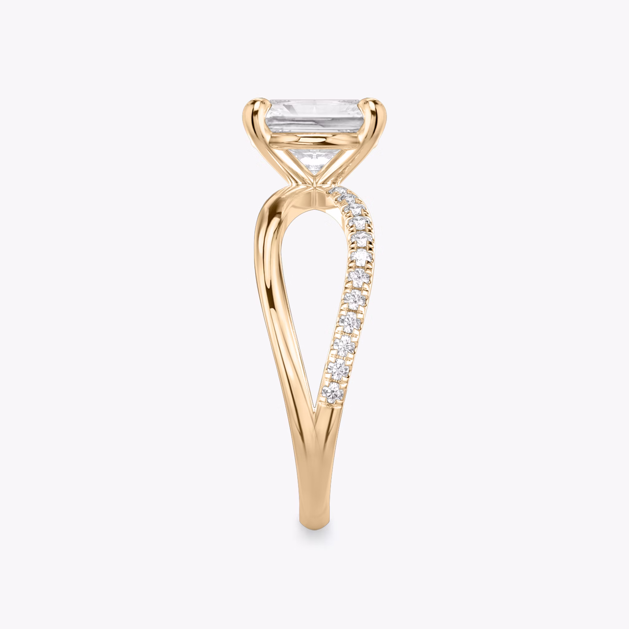 The Duet | Radiant | 14k | Rose Gold | bandAccent: Pavé | diamondOrientation: vertical | caratWeight: other