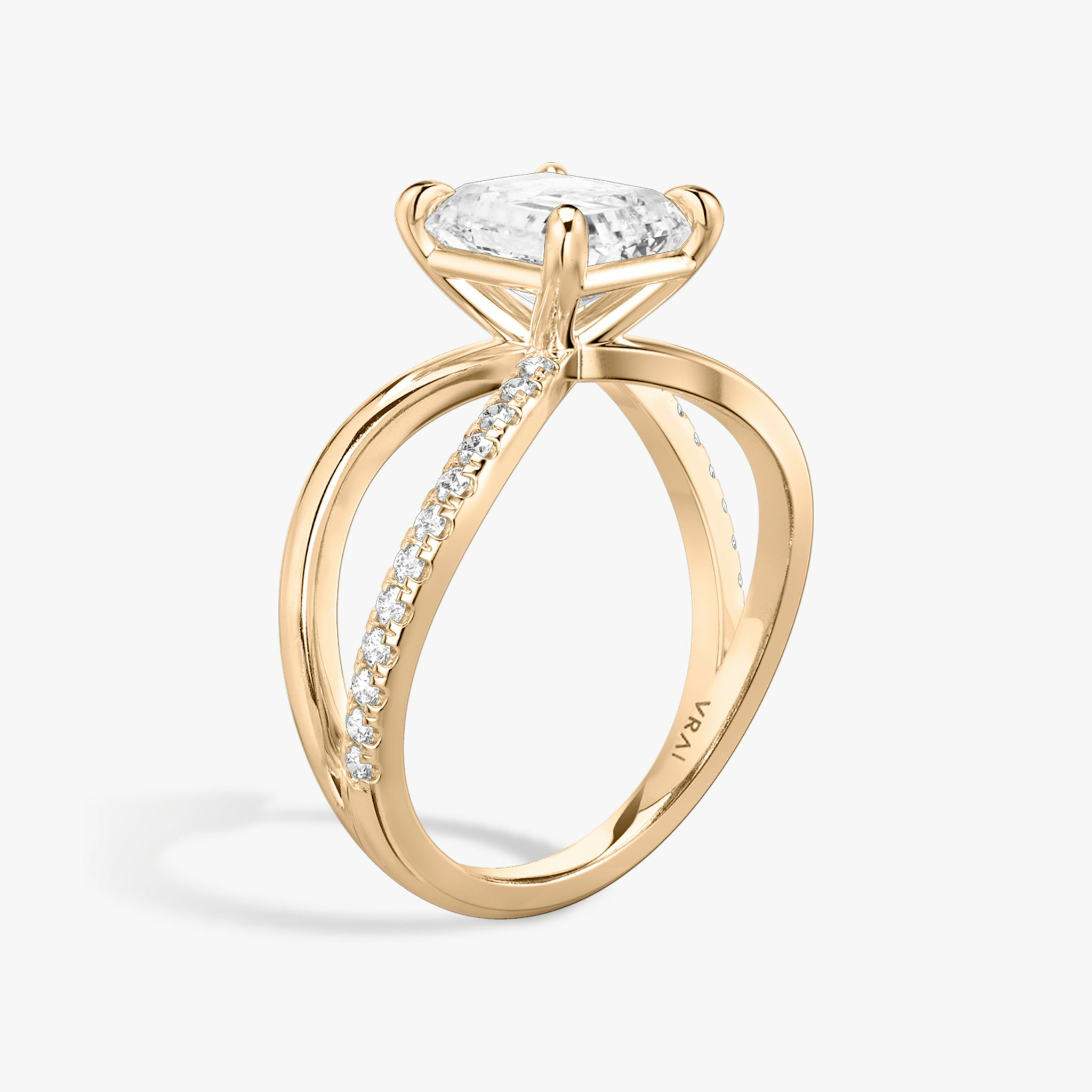 The Duet | Radiant | 14k | Rose Gold | bandAccent: Pavé | diamondOrientation: vertical | caratWeight: other