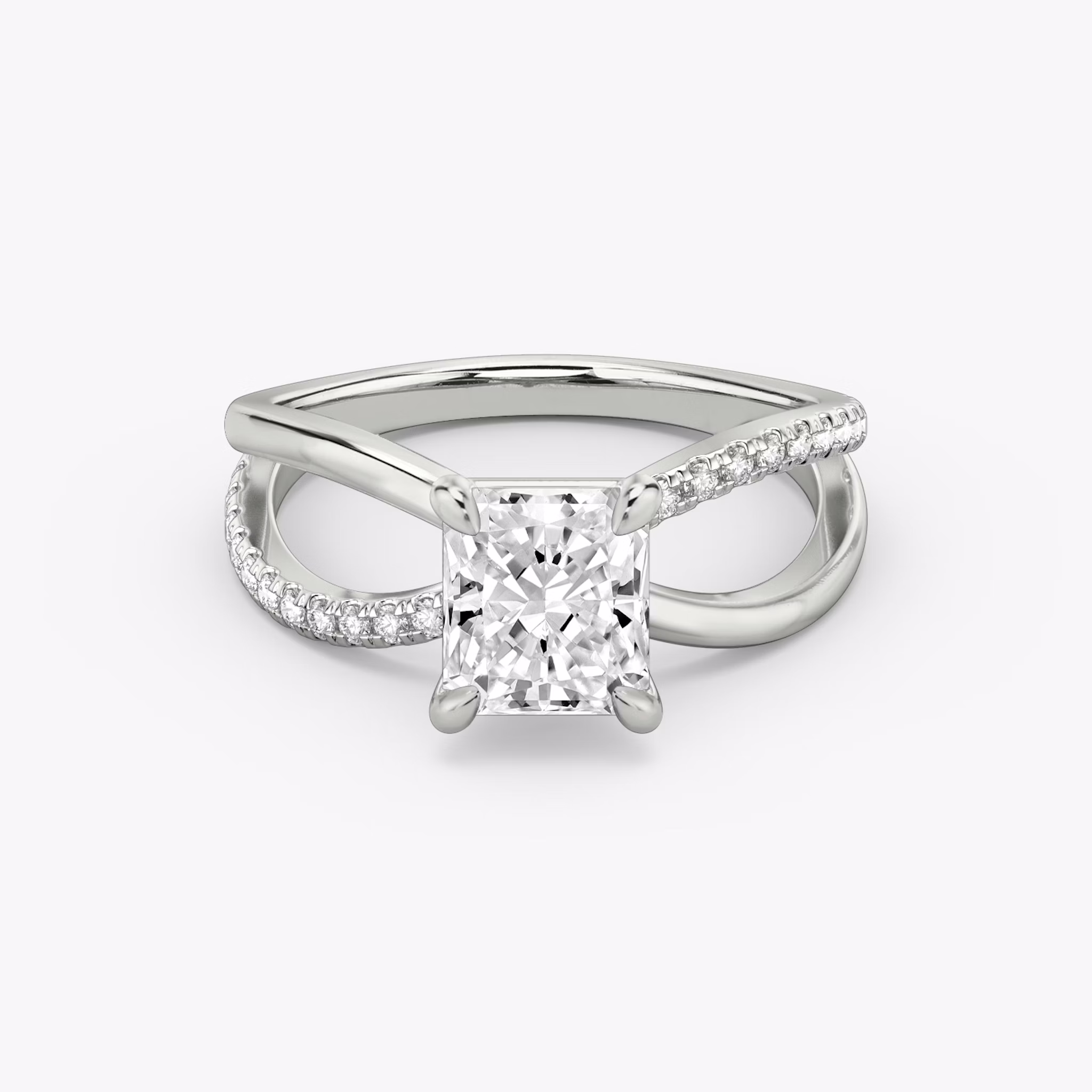 The Duet | Radiant | Platinum | bandAccent: Pavé | diamondOrientation: vertical | caratWeight: other