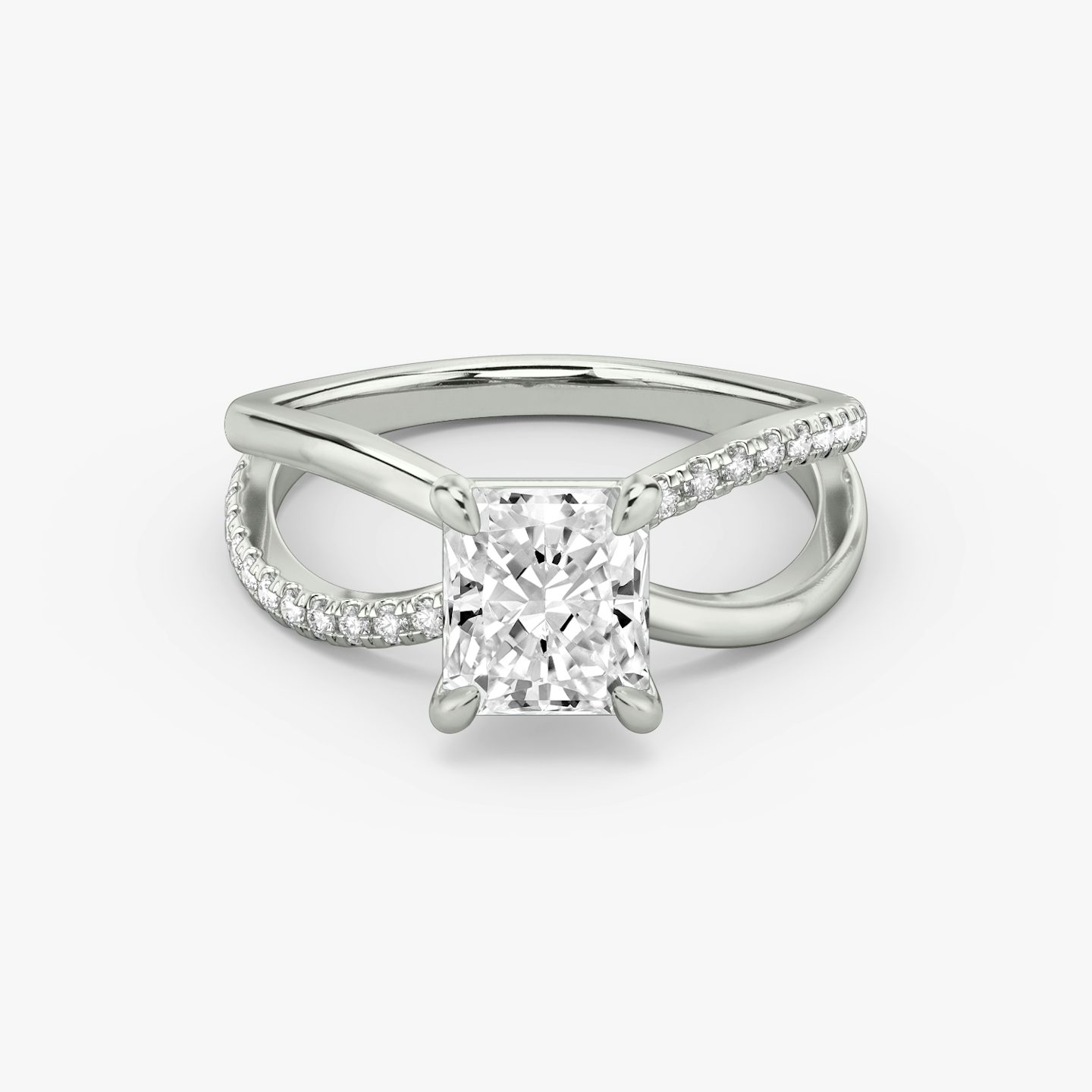 The Duet | Radiant | 18k | White Gold | bandAccent: Pavé | diamondOrientation: vertical | caratWeight: other