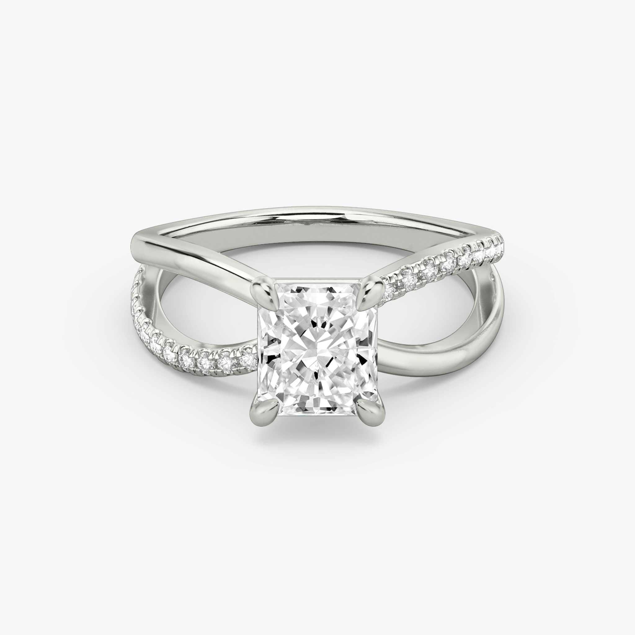 The Duet | Radiant | Platinum | bandAccent: Pavé | diamondOrientation: vertical | caratWeight: other